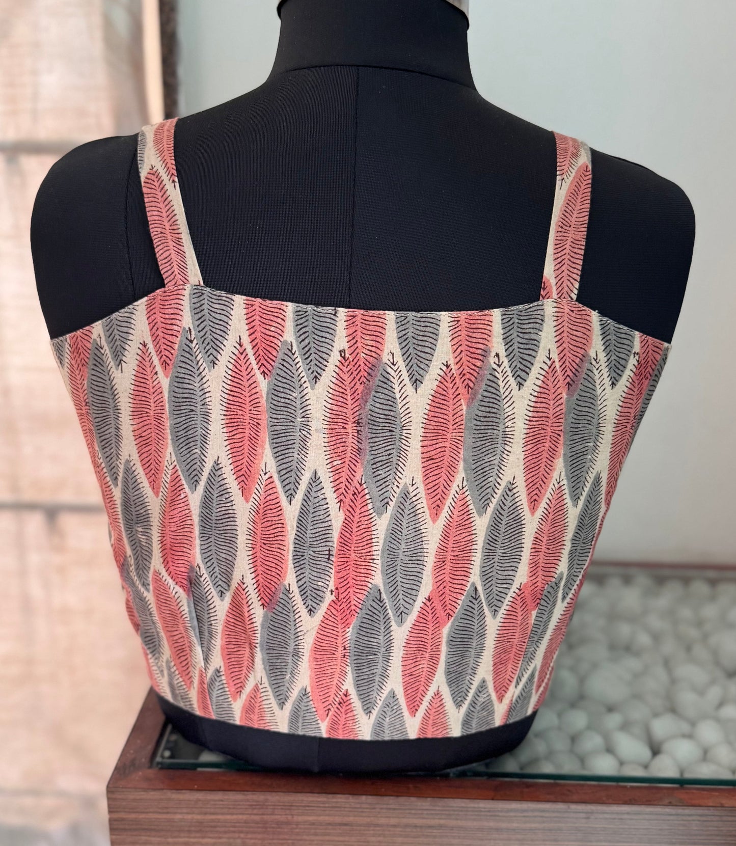 Sleeveless ajrakh blouse