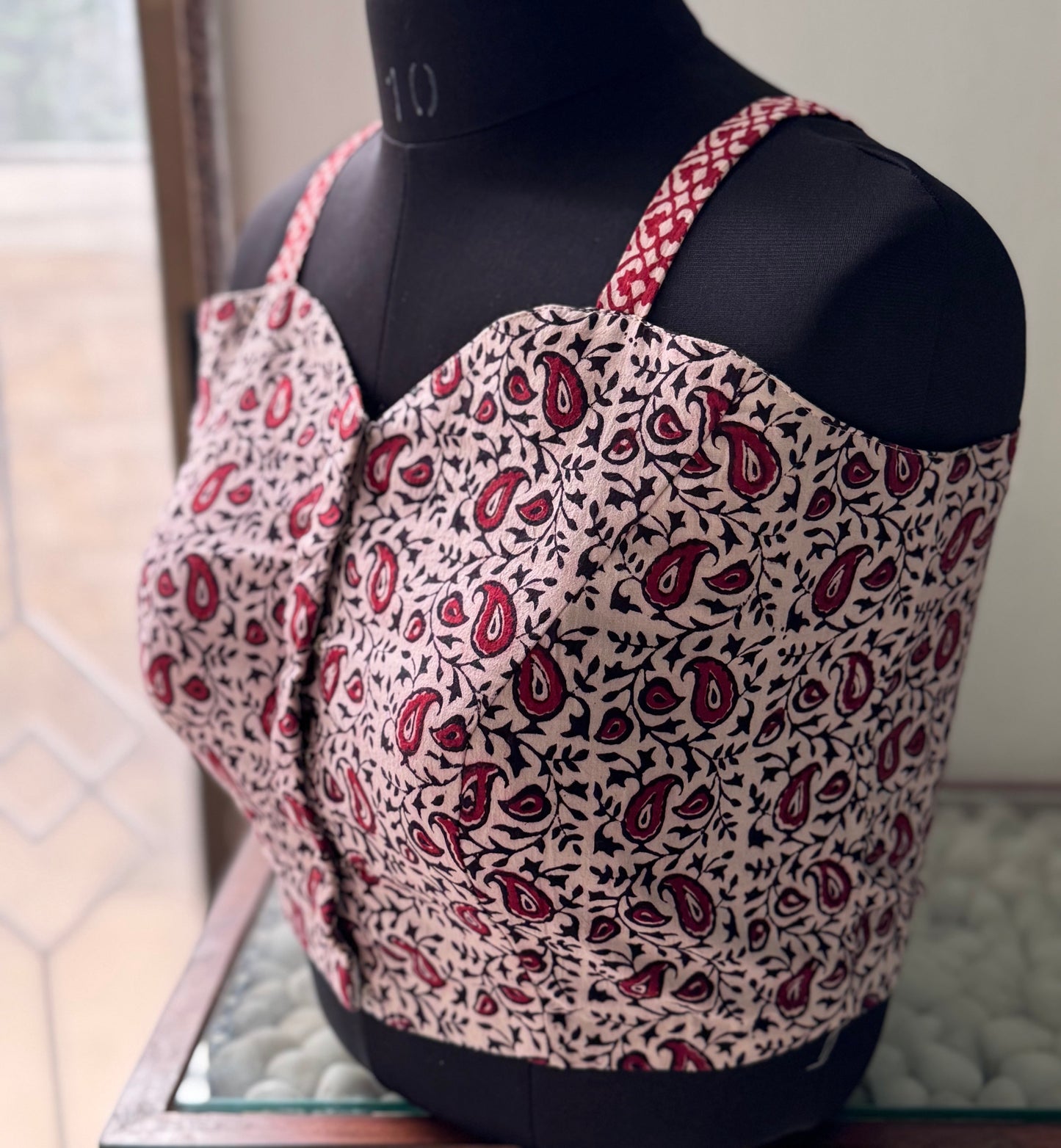 RED AND BLACK BLOUSE