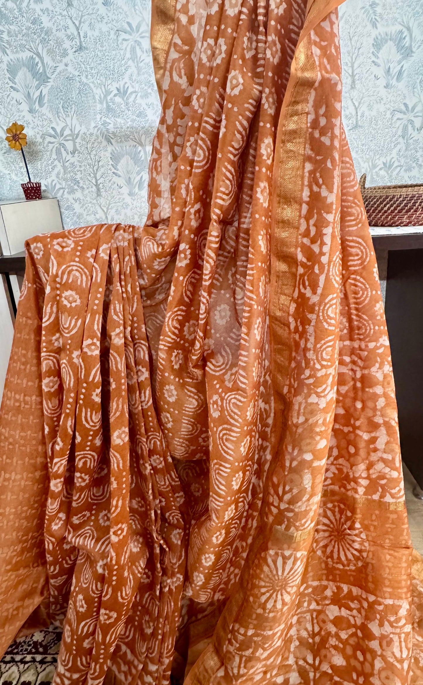 JUILEE: HAND BLOCK PRINTED MAHESHWARI SILK COTTON SAREE