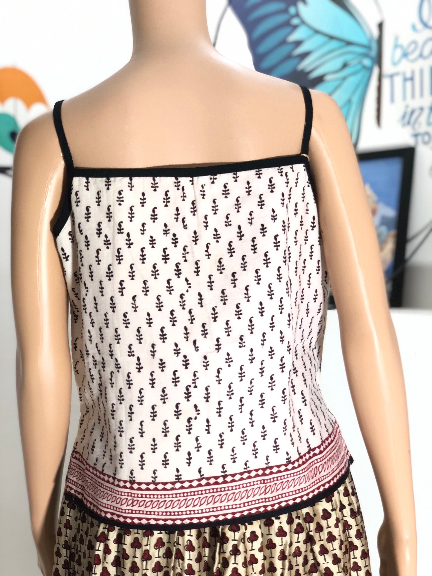 Bagh Print Spaghetti Crop Top