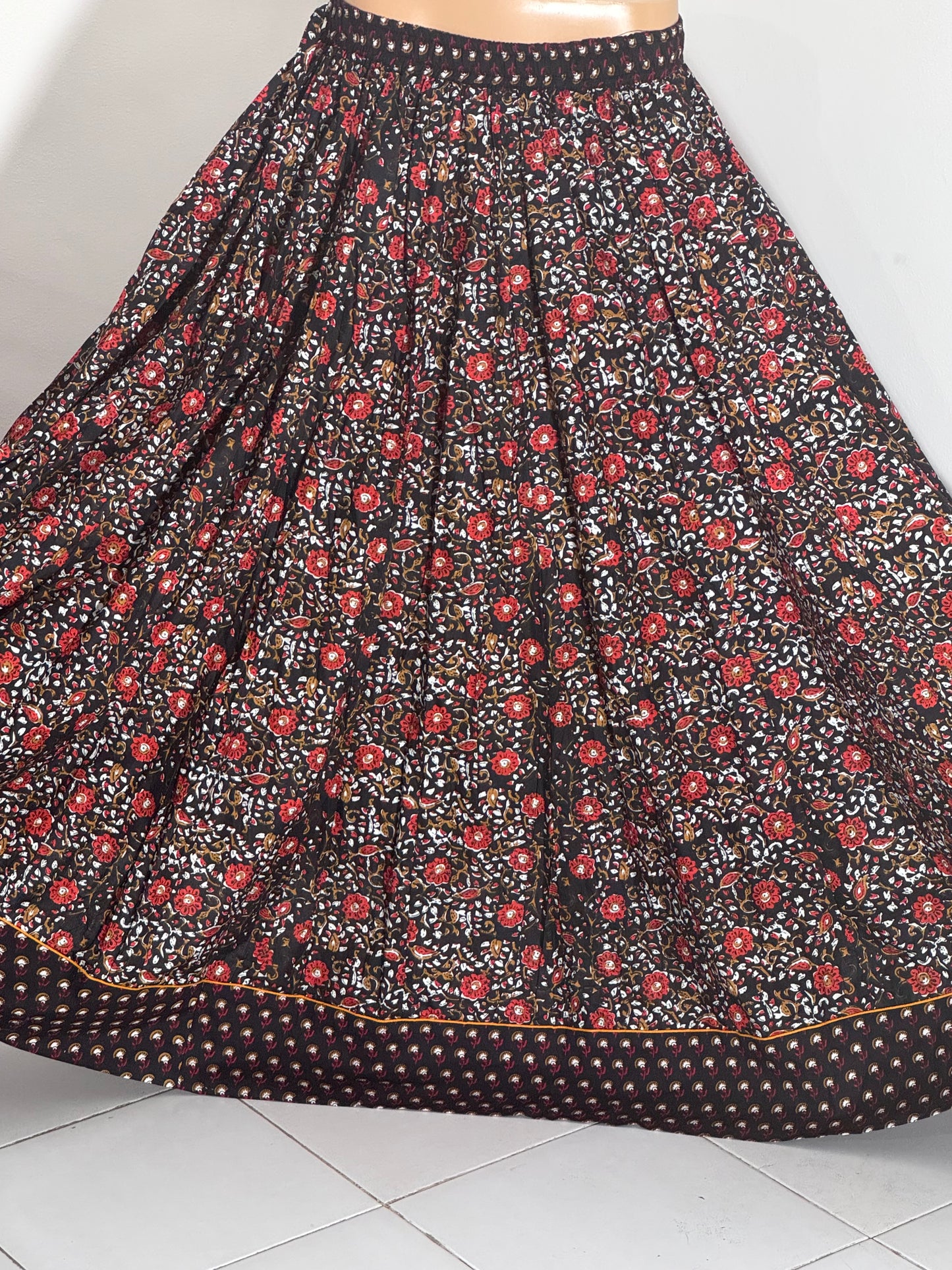 Black Floral Skirt