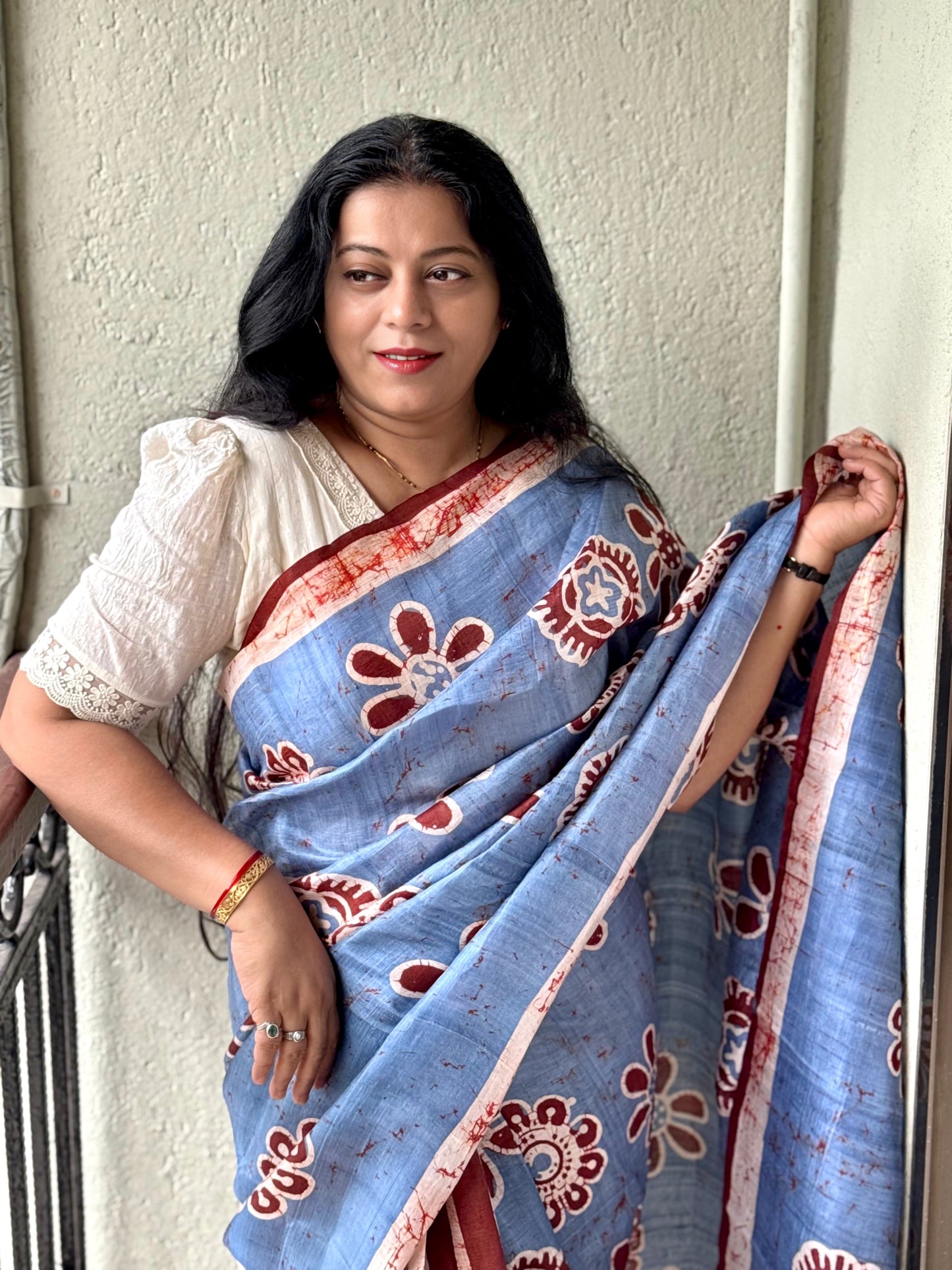 SHOOLINI : BATIK SILK SAREE WITH PATLI PALLU
