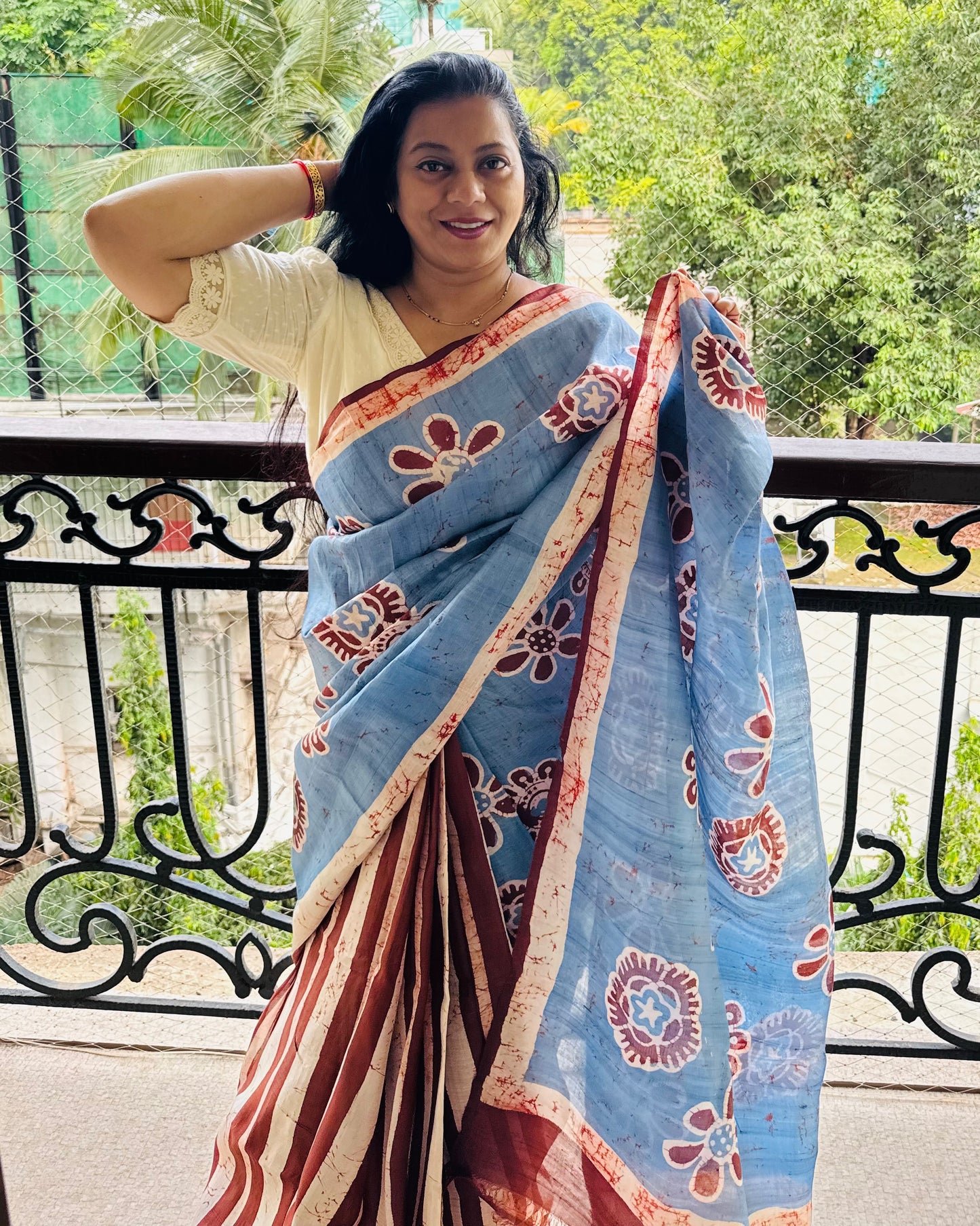 SHOOLINI : BATIK SILK SAREE WITH PATLI PALLU