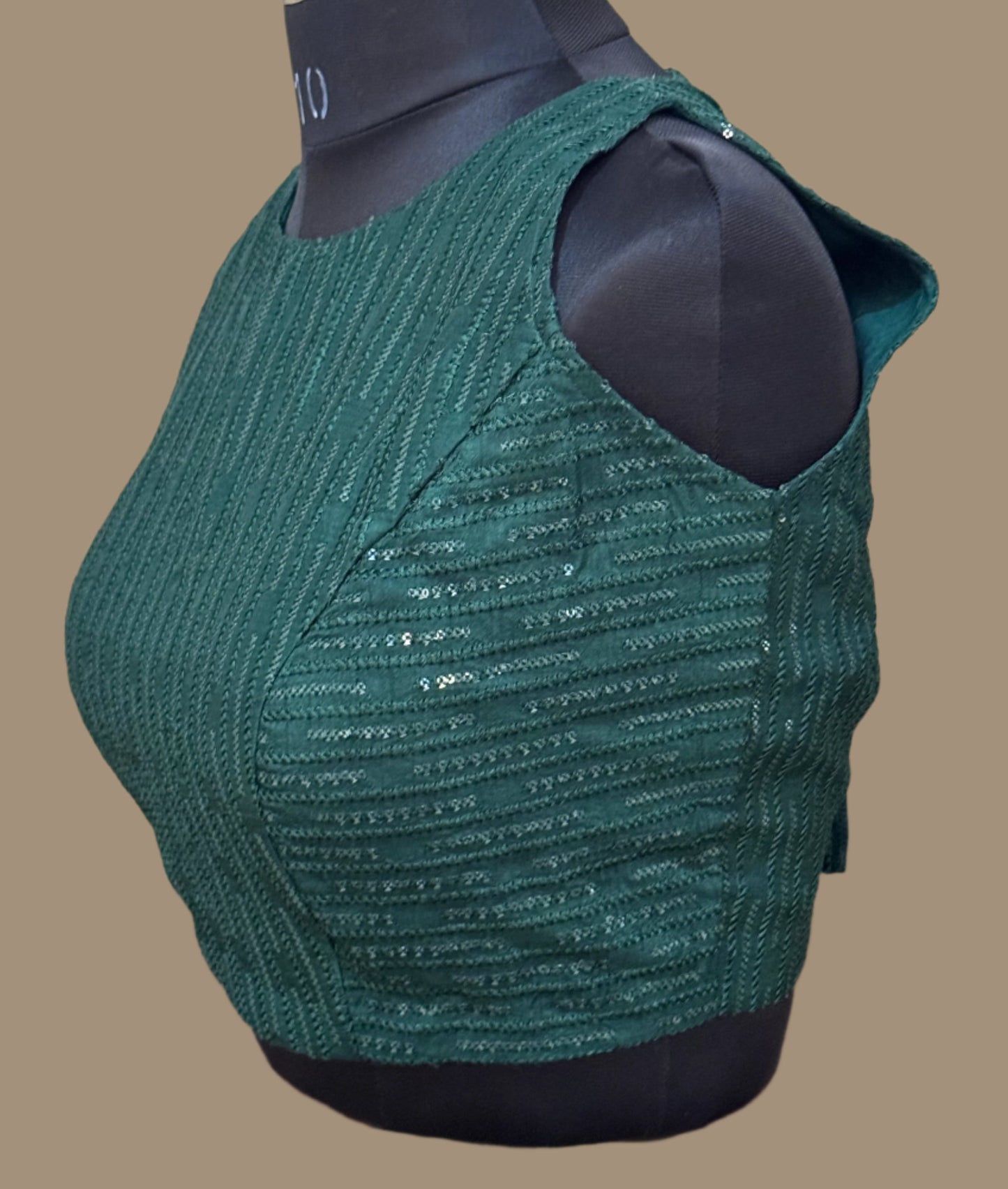 Green sequins halter blouse