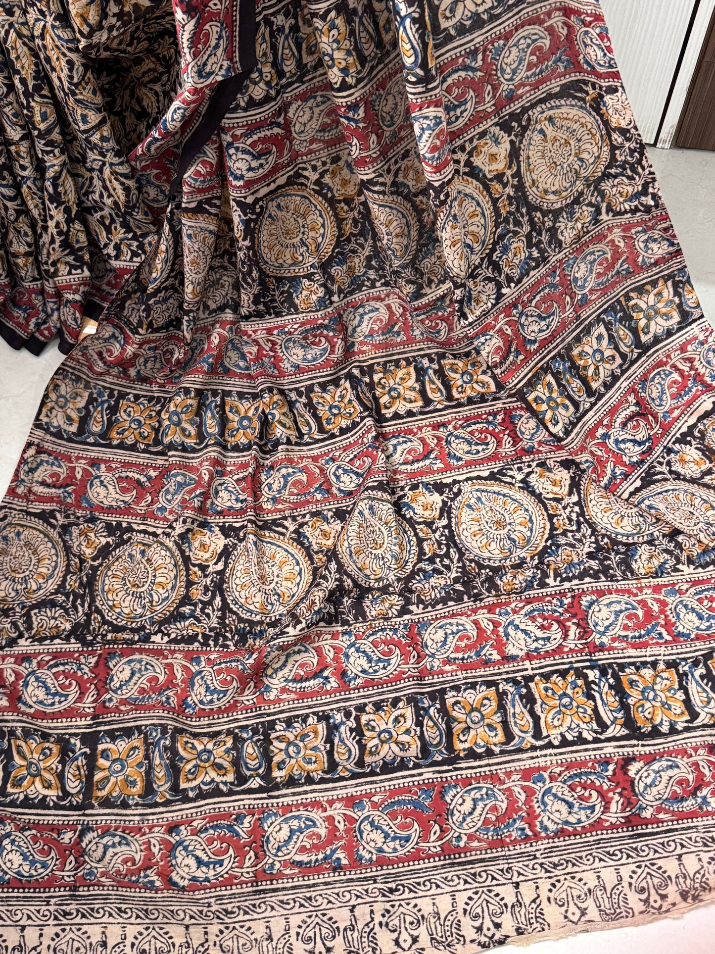 Block printed Kalamkari saree