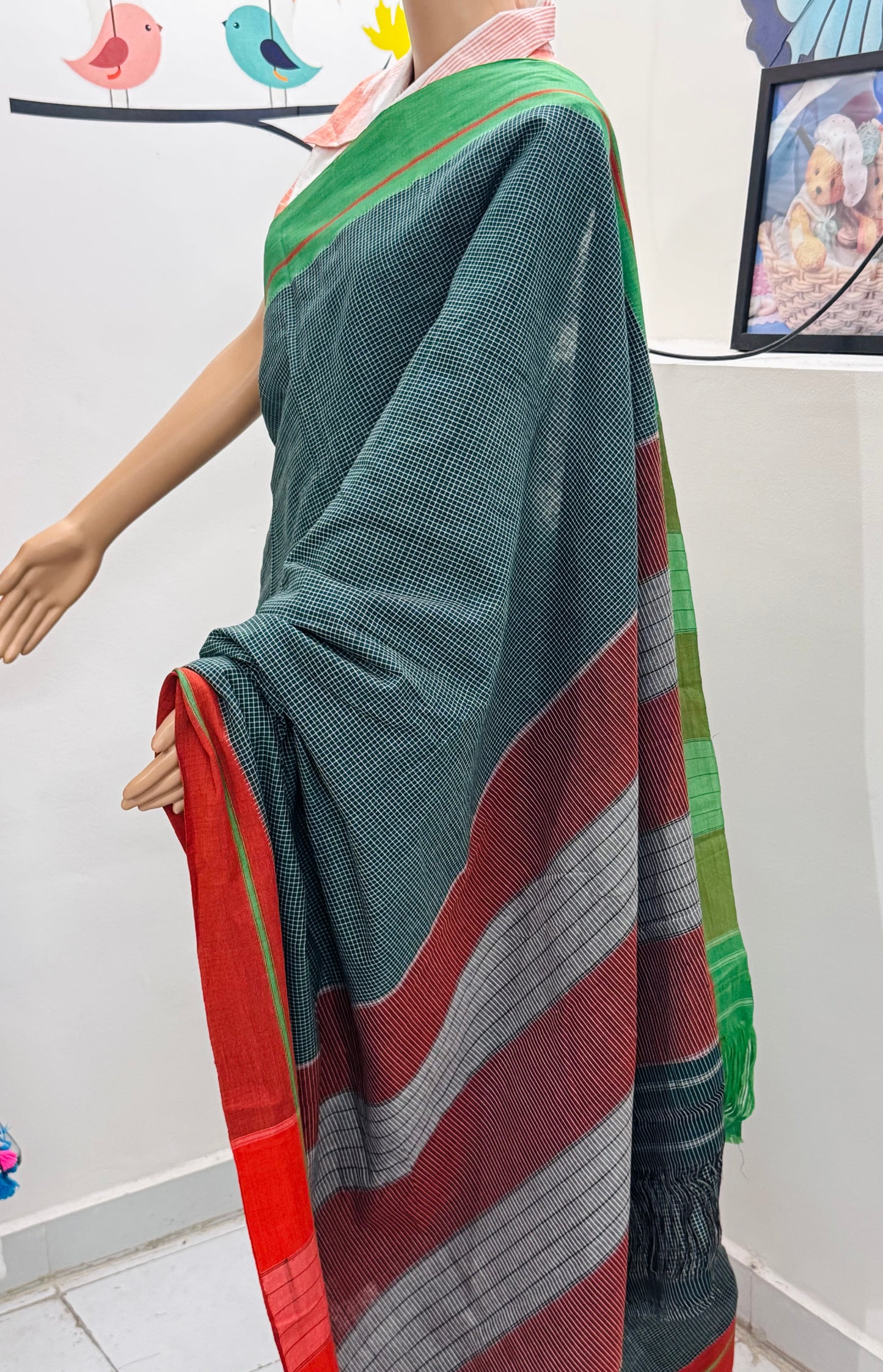 SHRAVANI : GREEN PATTEDA ANCHU SAREE