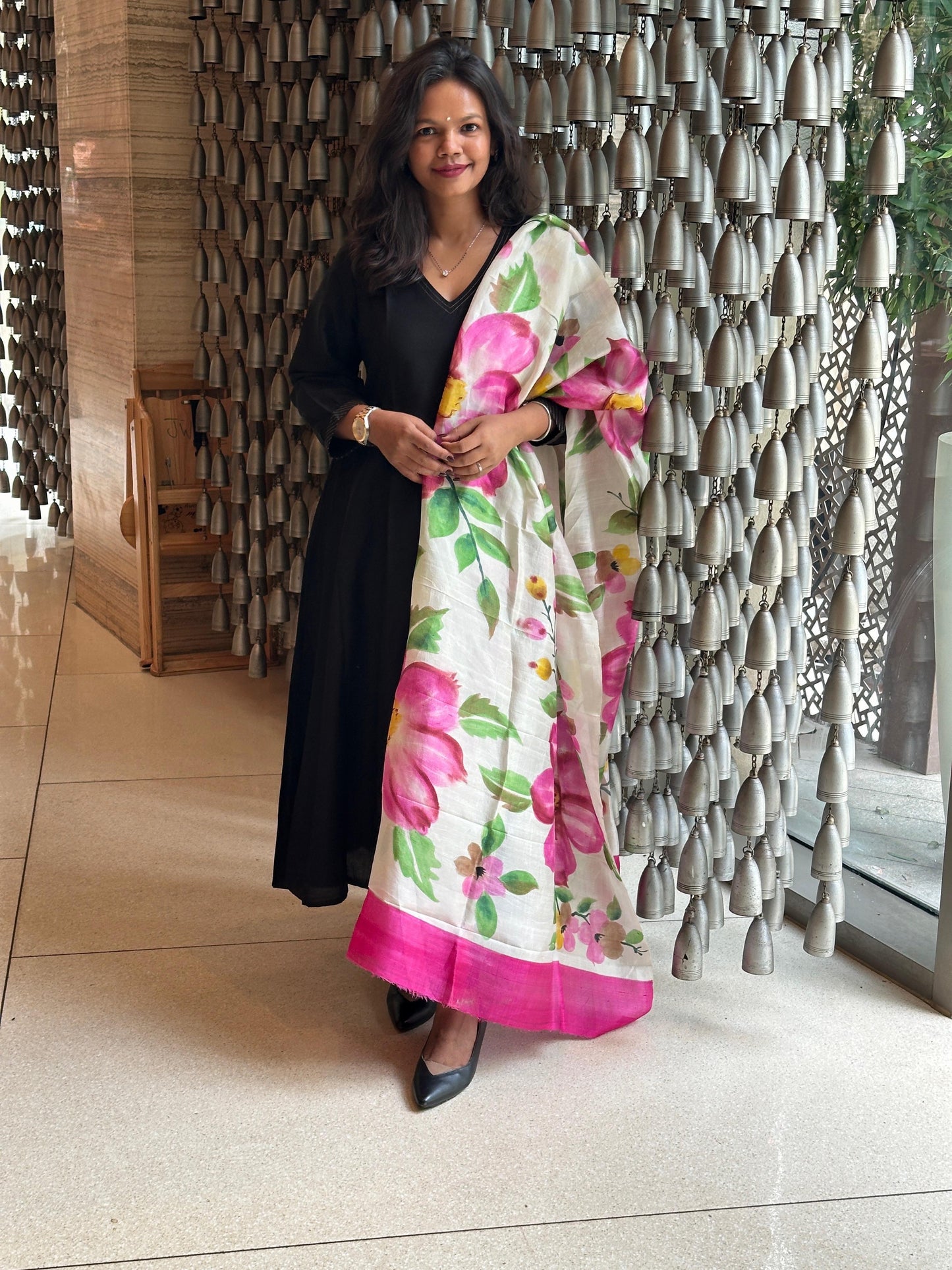 HAND PAINTED PURE SILK DUPATTA
