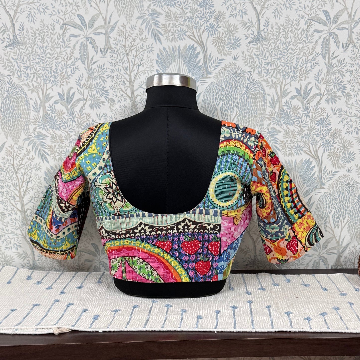 BAHAR : MULTICOLOR KANTHA COTTON BLOUSE