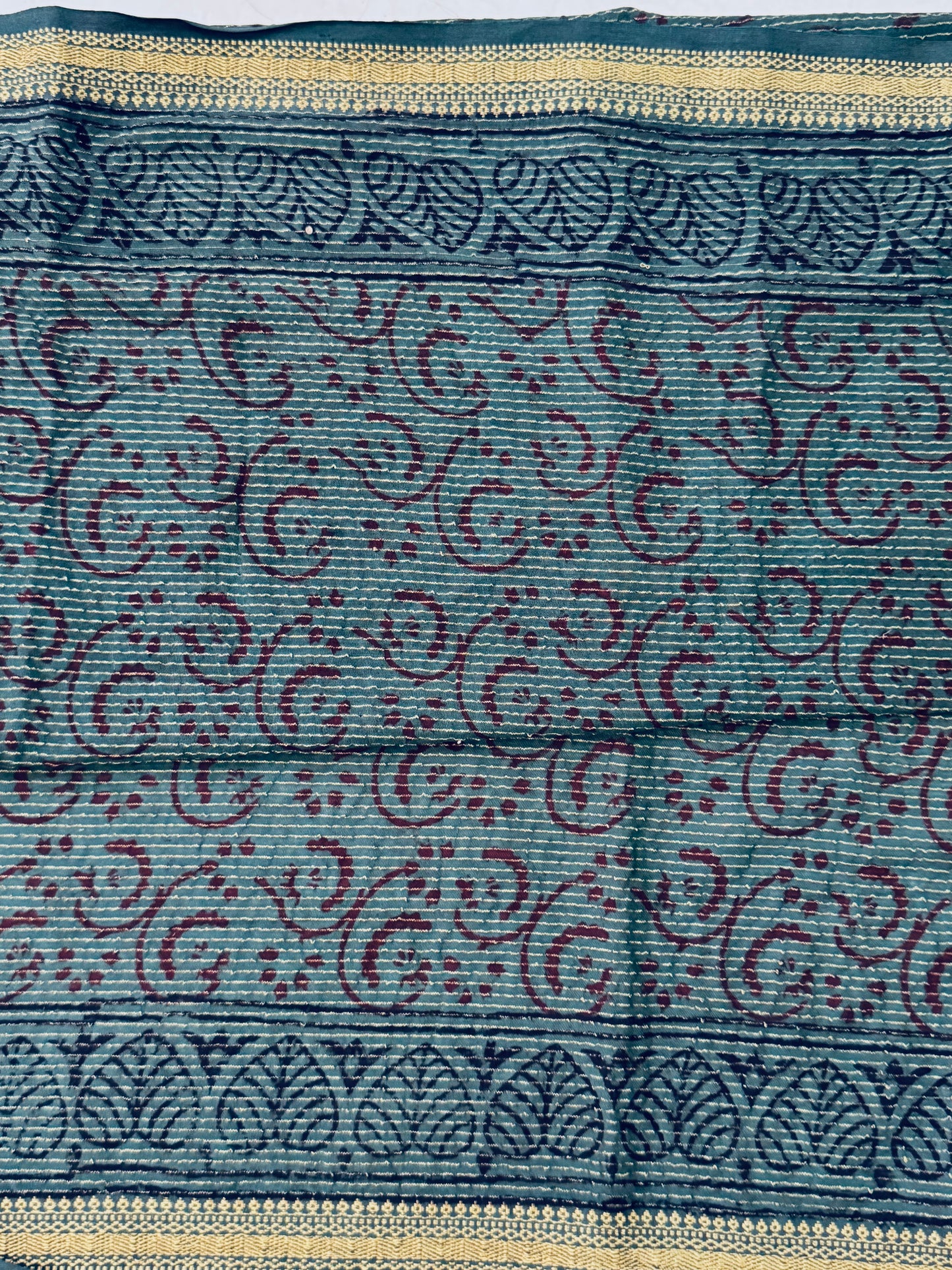 VEDIKA : COTTON BAGH SAREE, DARK GREEN