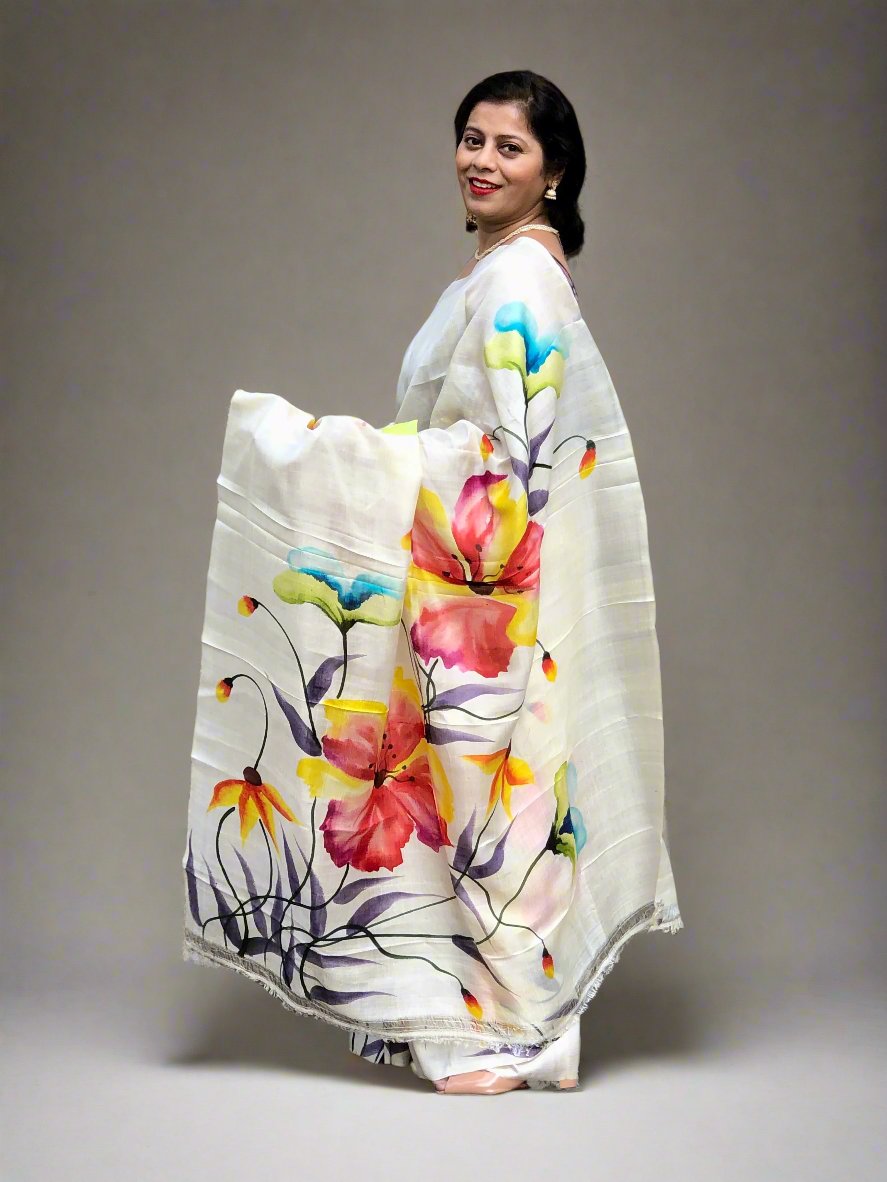 SHUBHRA : HAND-PAINTED SILK SAREE