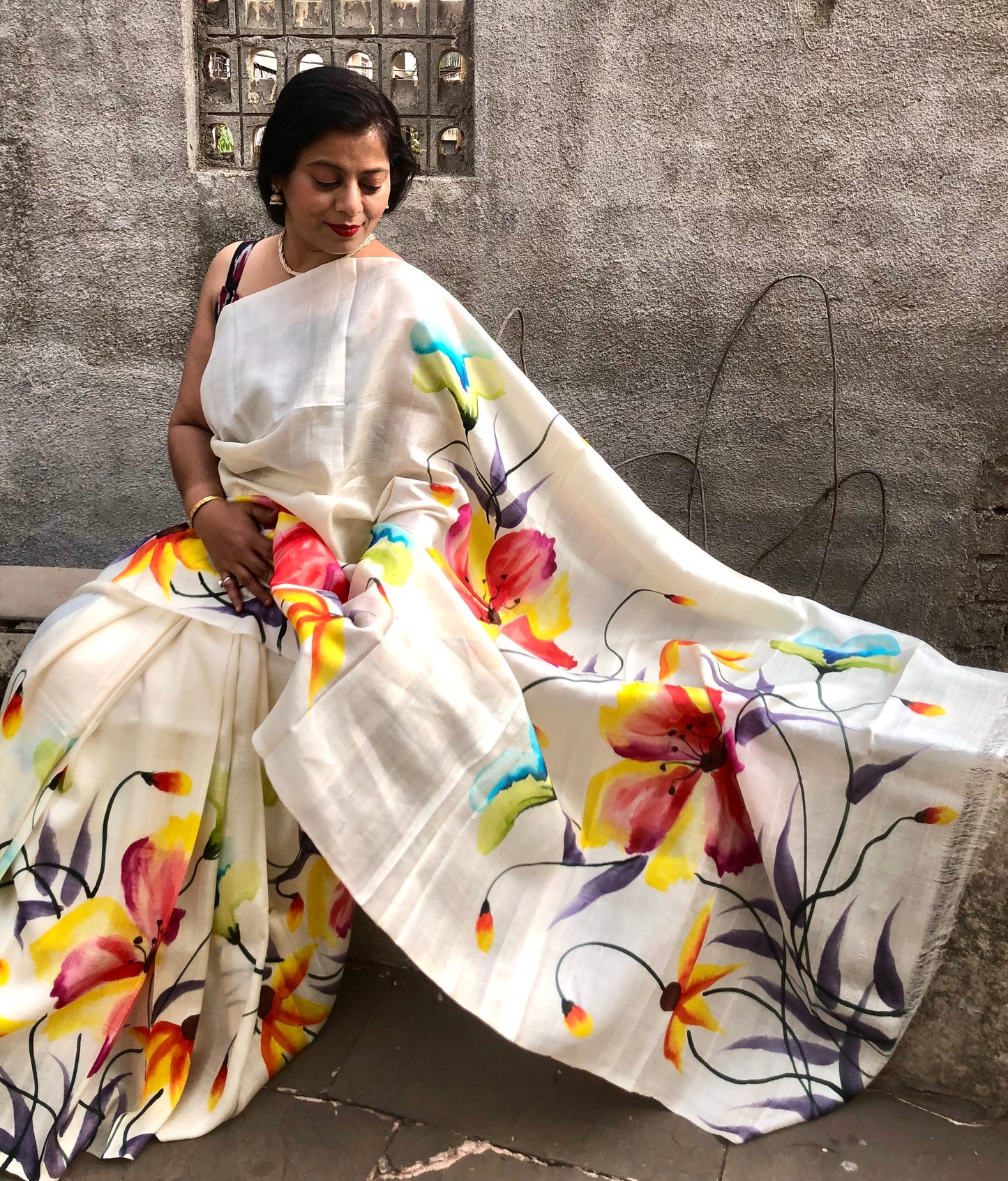 SHUBHRA : HAND-PAINTED SILK SAREE