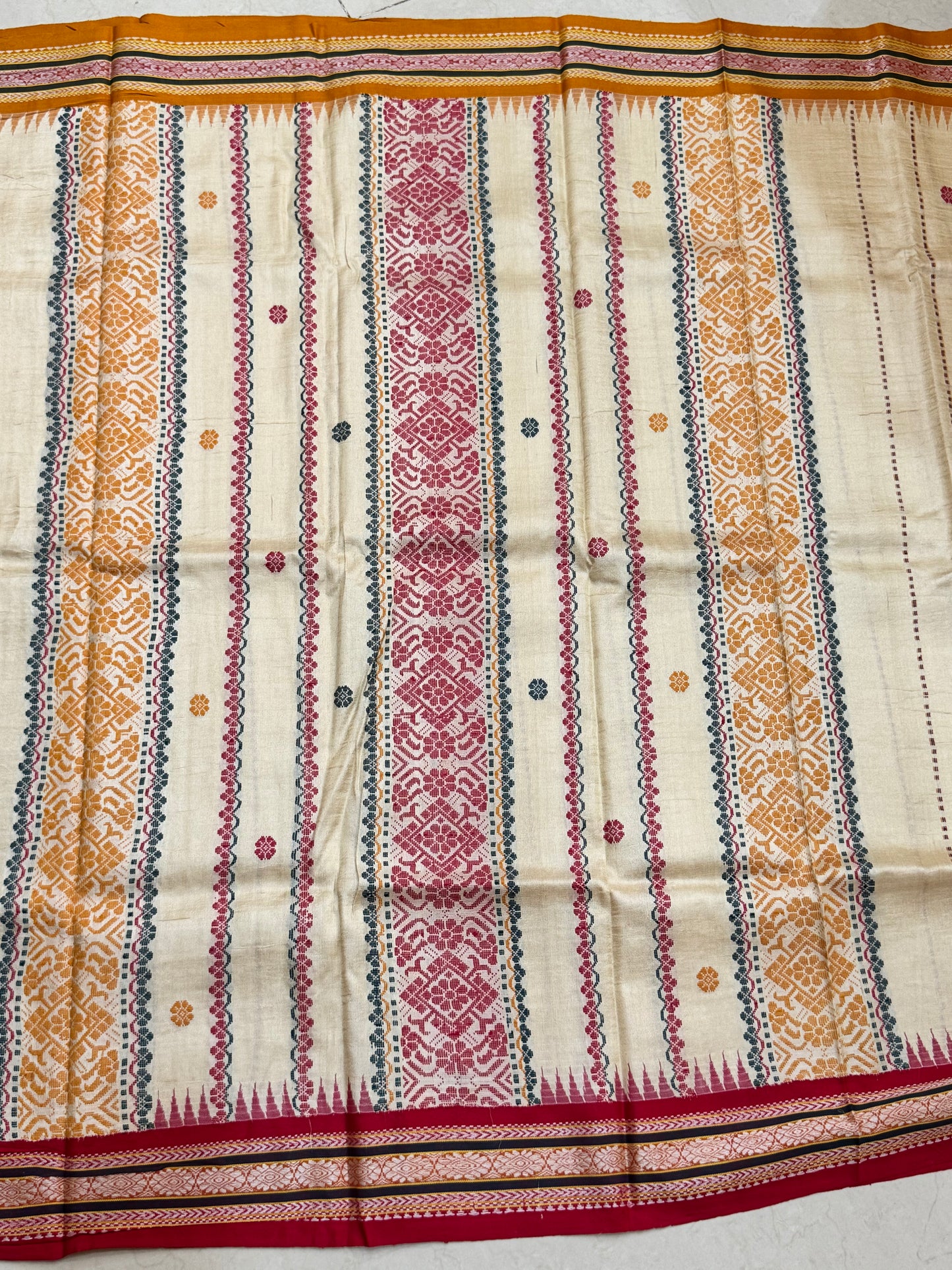Vidarbha tussar Karvati Kinar with jhala pallu