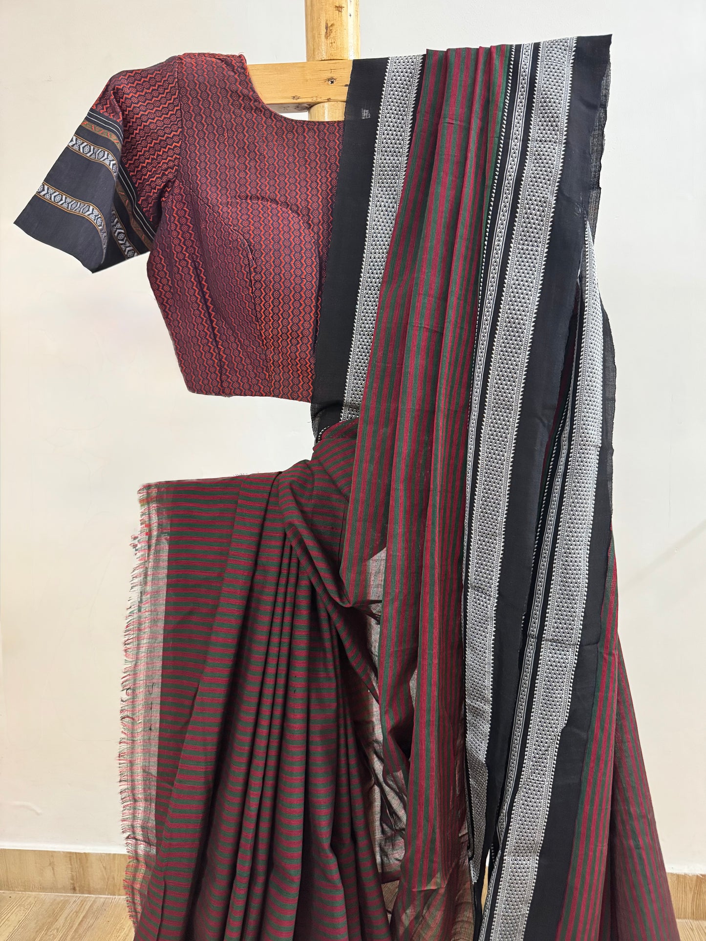 MOHINI : STRIPED ILKAL COTTON SAREE