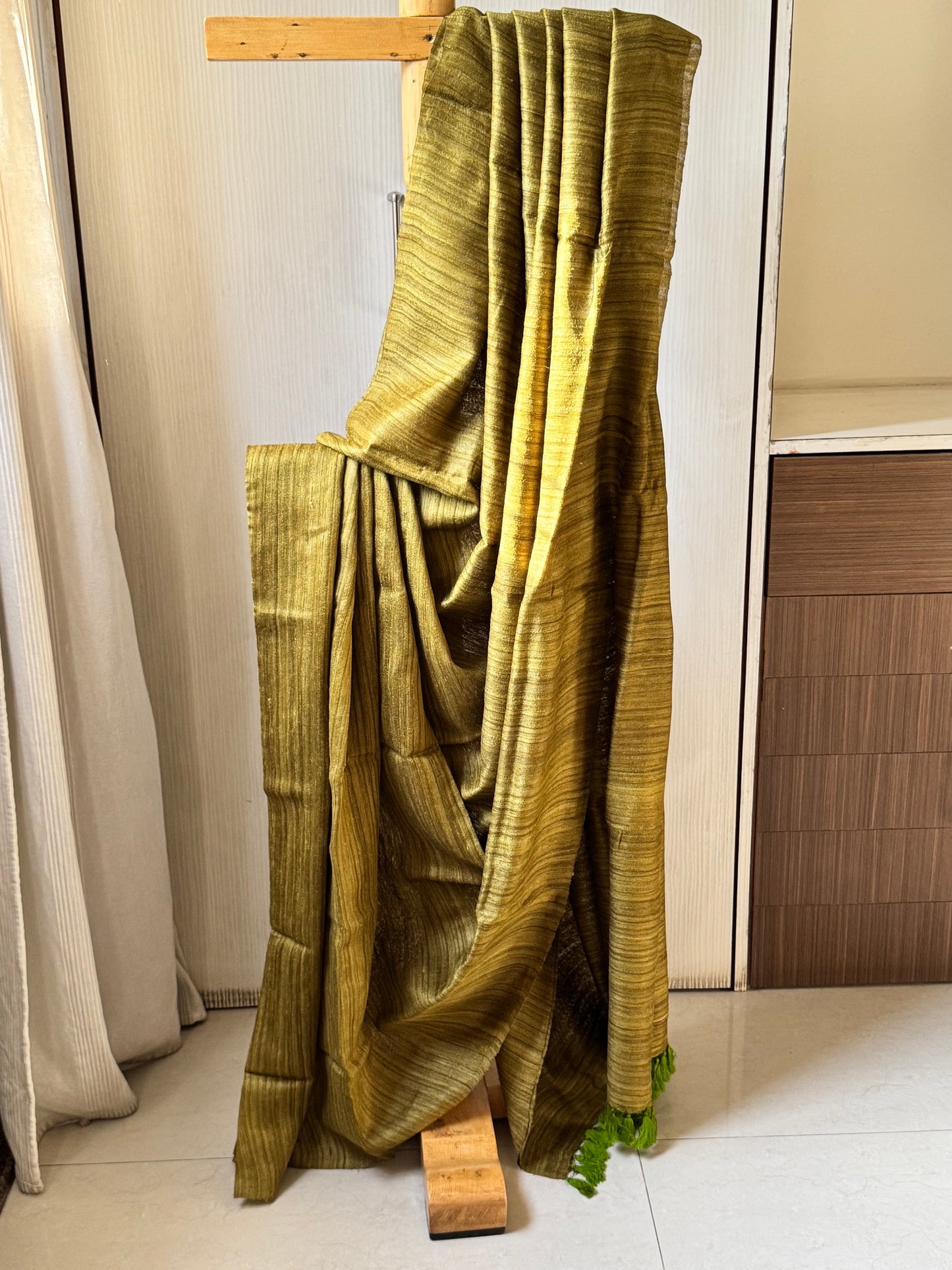 VISHAKHA : ERI BY MULBERRY SILK SAREE MOSS-GREEN