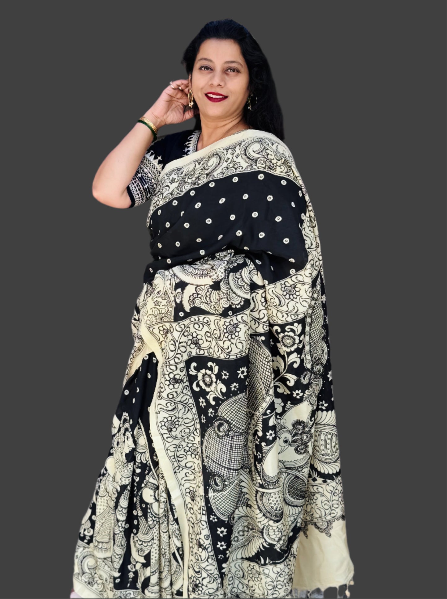 Black silk saree