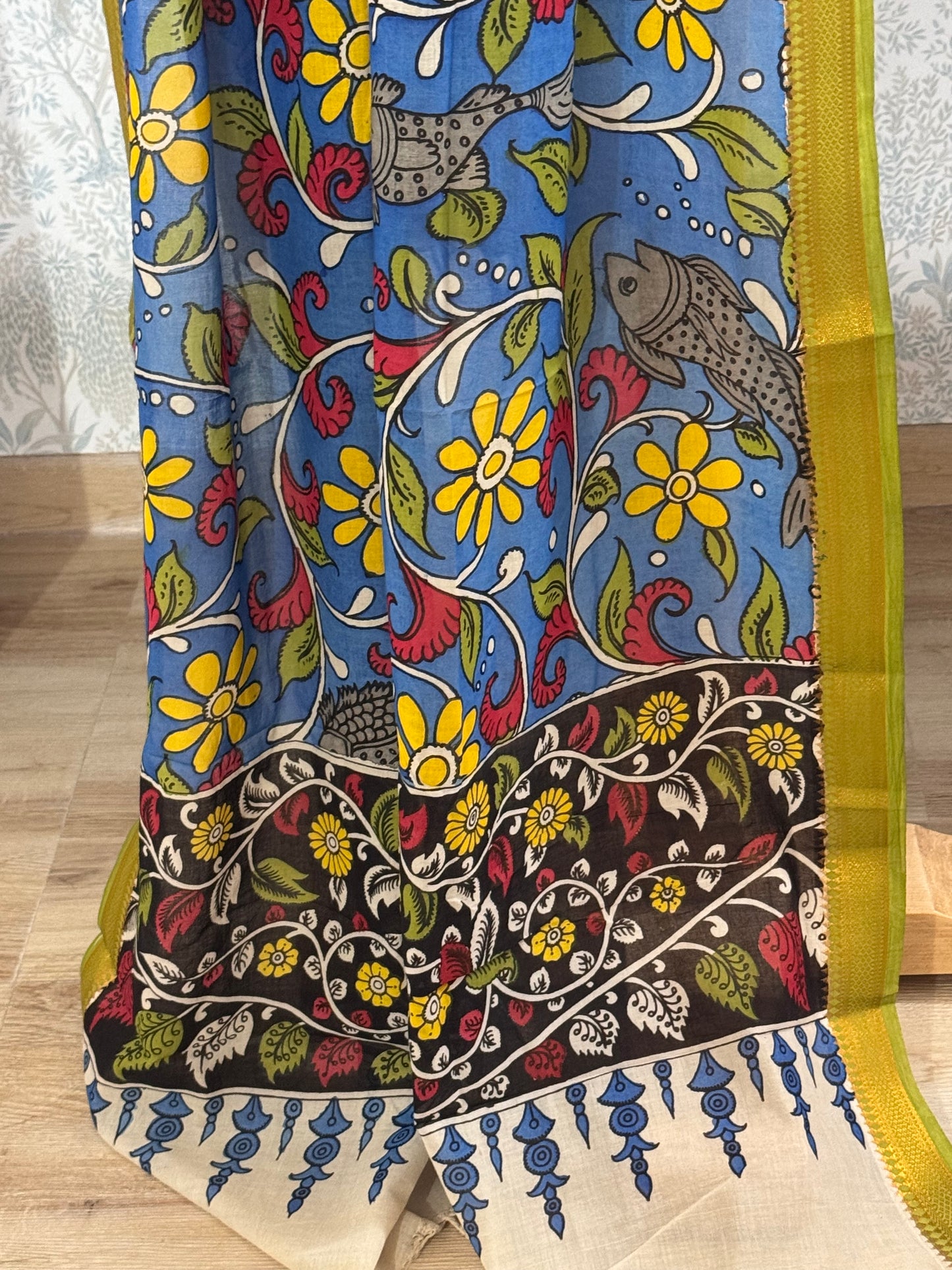 WANI : SRIKALAHASTI PEN KALAMKARI COTTON DUPATTA