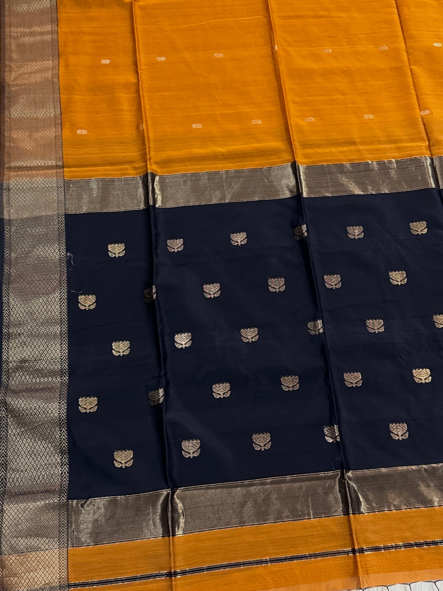 SHREE: MAHESHWARI SILK-COTTON SAREE WITH LOTUS