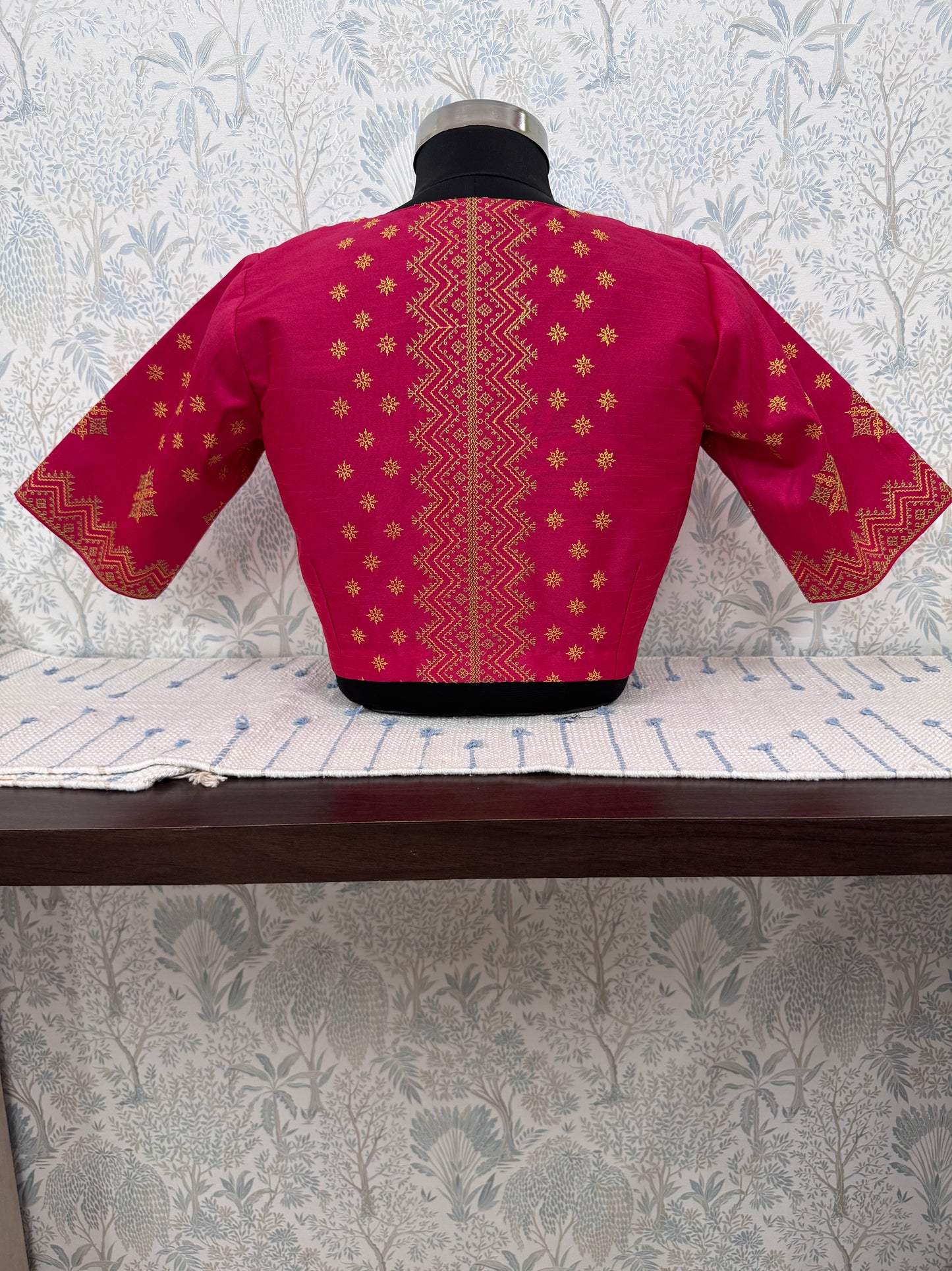 PINK DELIGHT : KASUTI EMBROIDERED RAW SILK BLOUSE