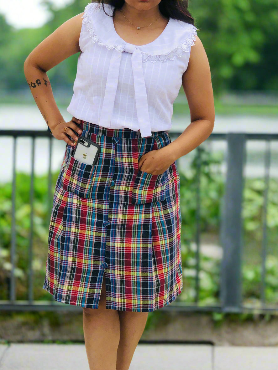Checkered Cotton Skirt