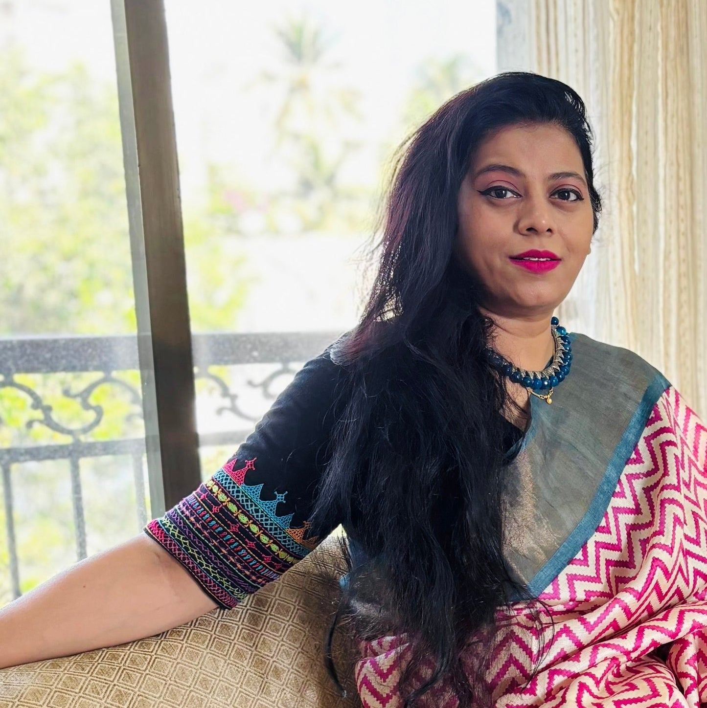 AURA : PURE COTTON EMBROIDERED BLOUSE