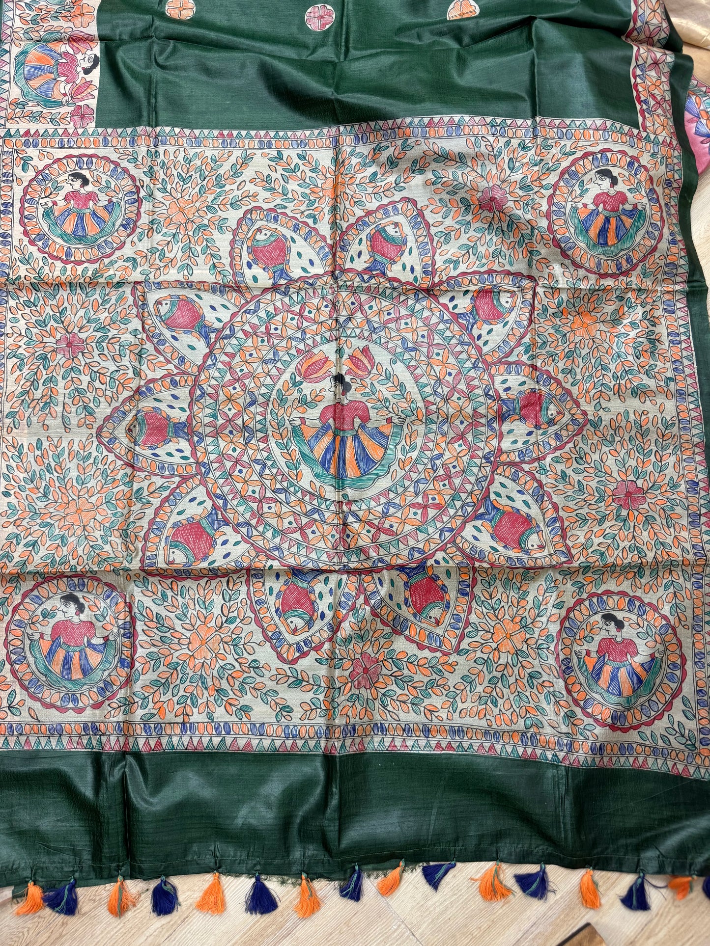SHAKTI : TUSSAR SILK MADHUBANI SAREE