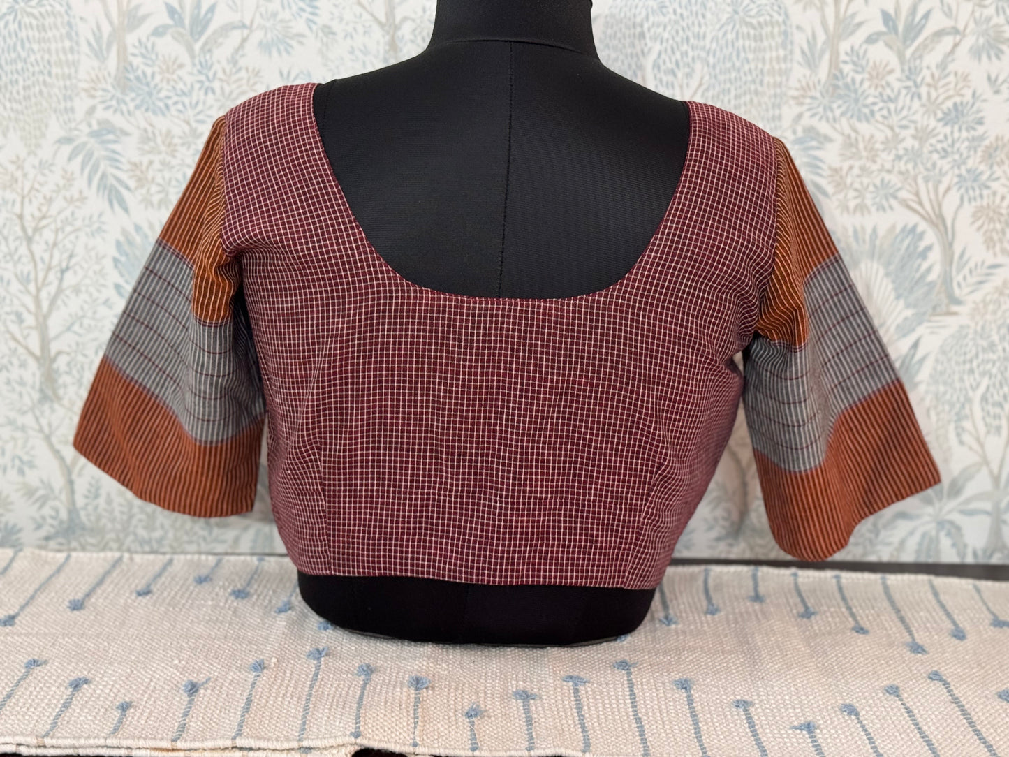 SHYAMAA : CHECKERED BROWN BLOUSE
