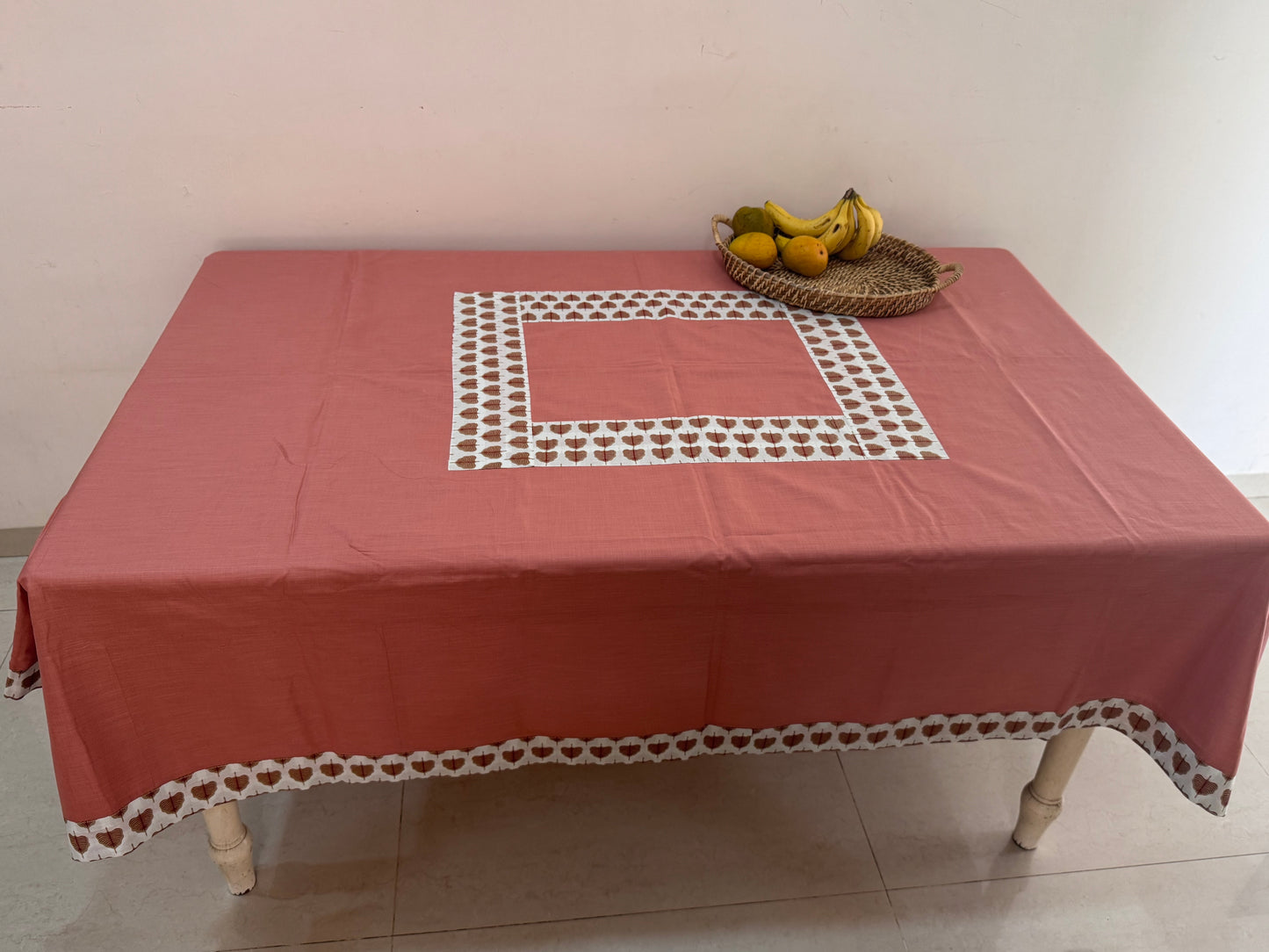 PEACHLY PINK COTTON TABLE COVER