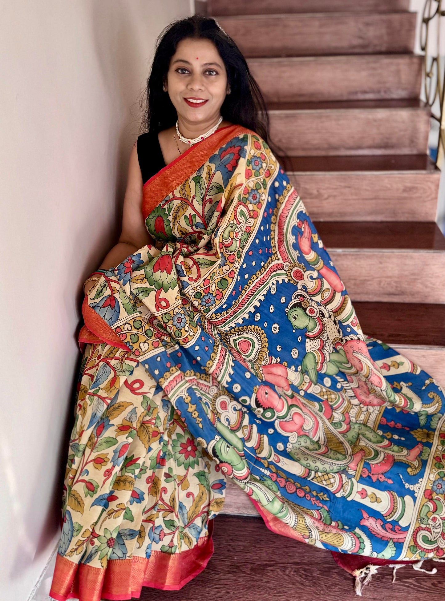 SWARA : SRIKALAHASTI PEN KALAMKARI SAREE