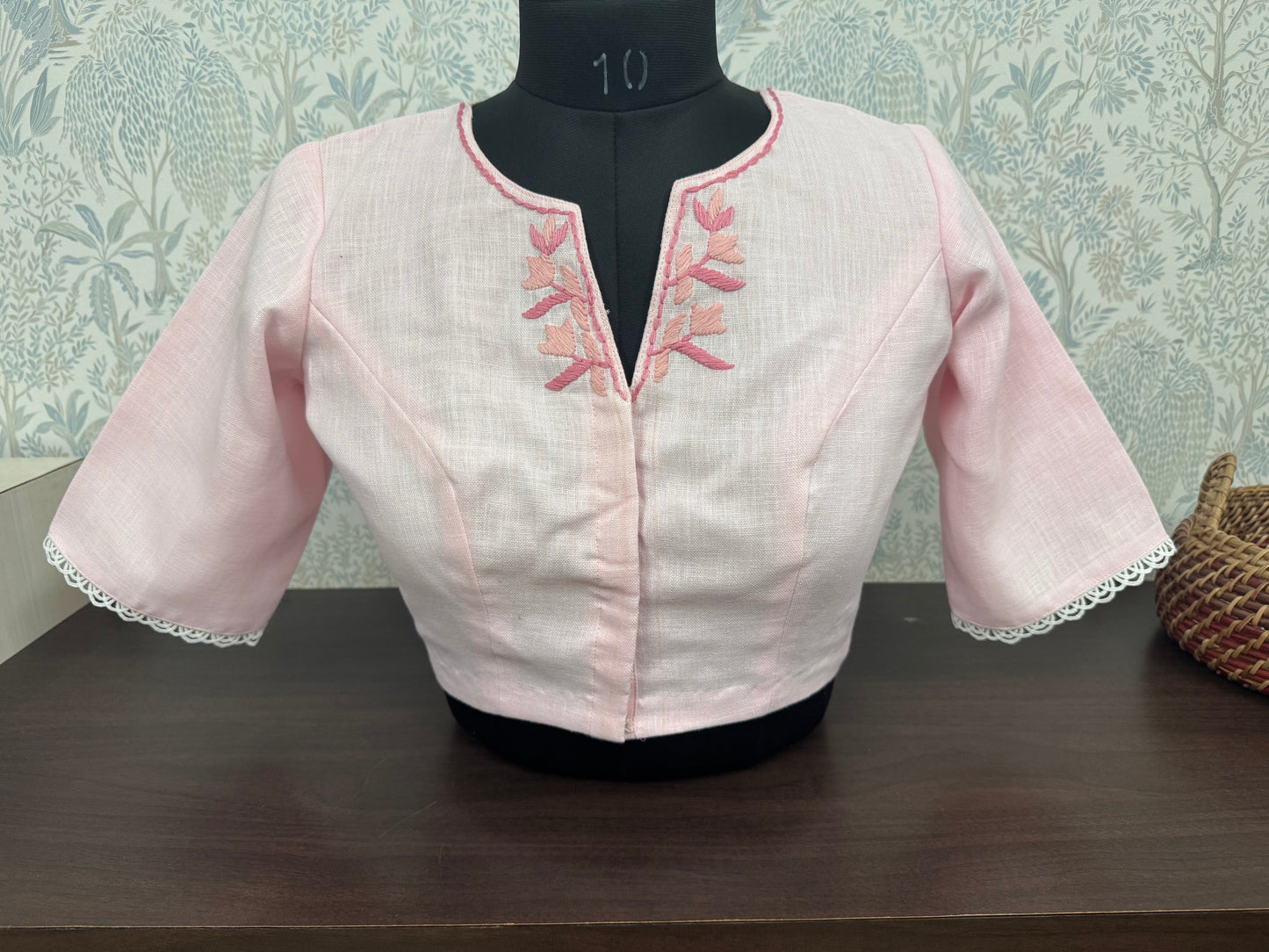 PETALS : LINEN HAND EMBROIDERED BLOUSE