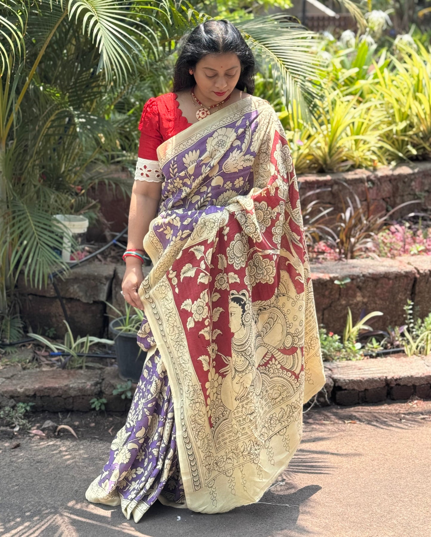 purple silk saree