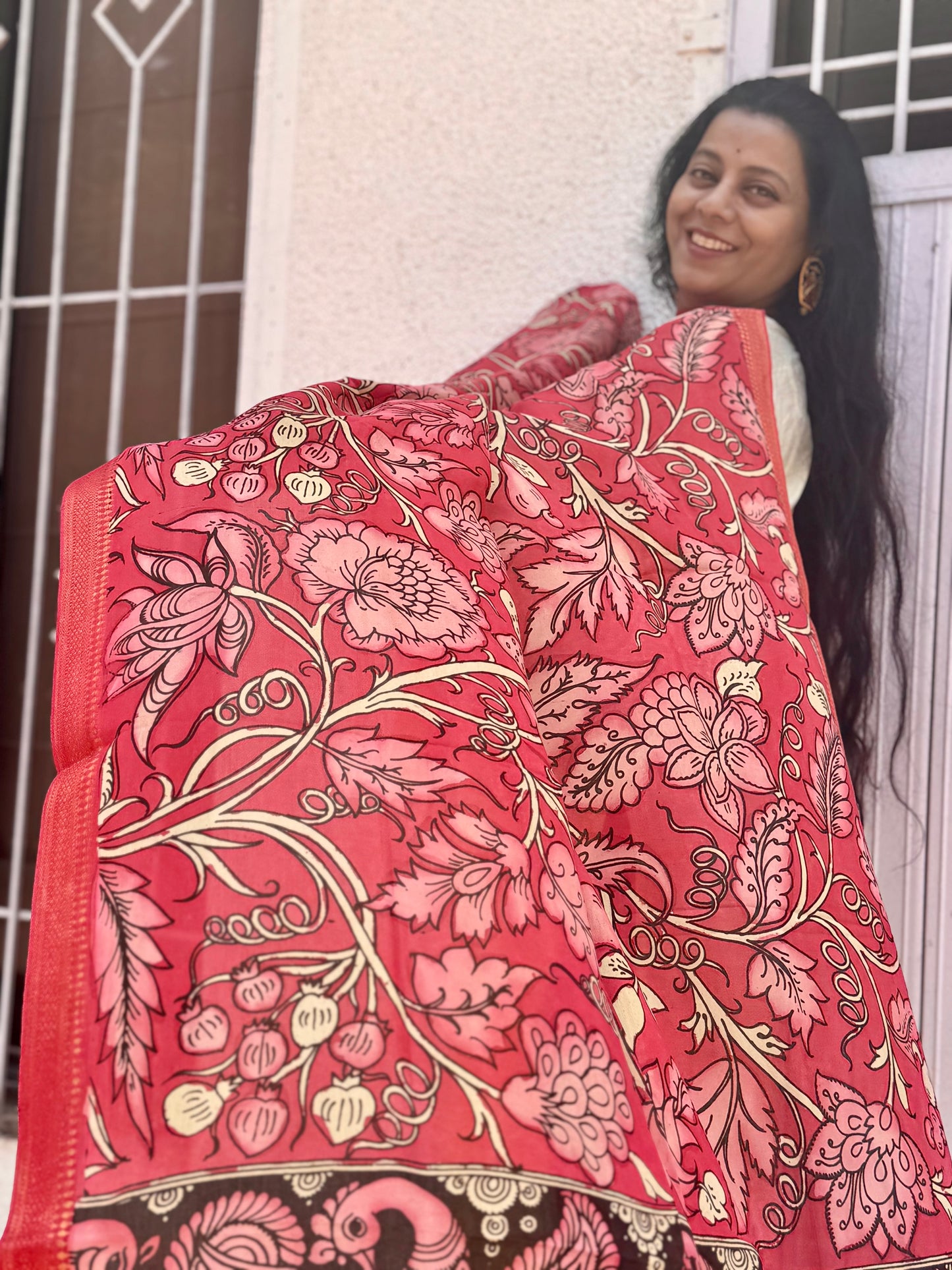 PEN KALAMKARI BANGALORE SILK DUPATTA