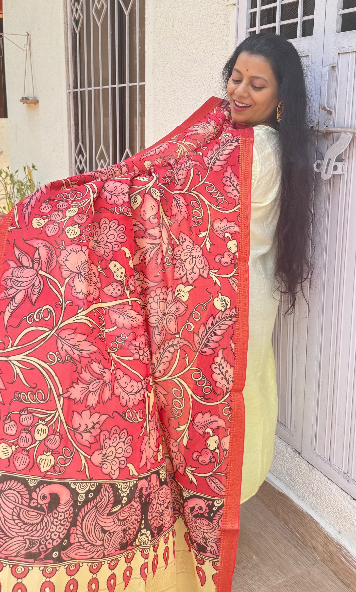 PEN KALAMKARI BANGALORE SILK DUPATTA