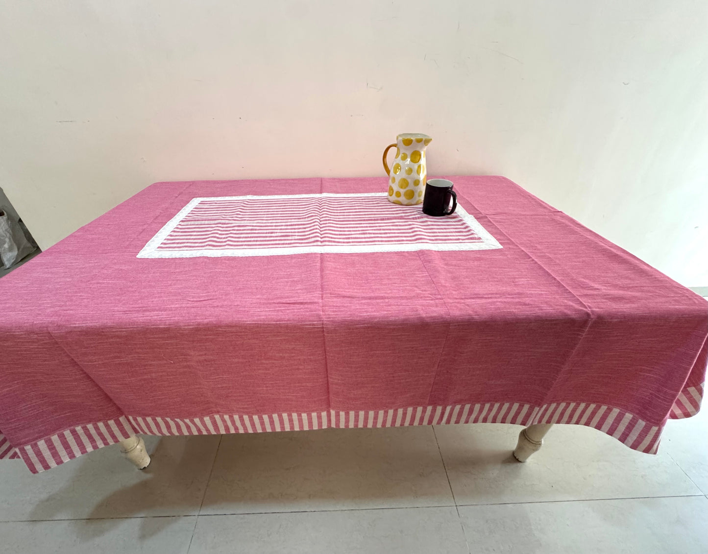 ROSE PINK COTTON TABLE COVER