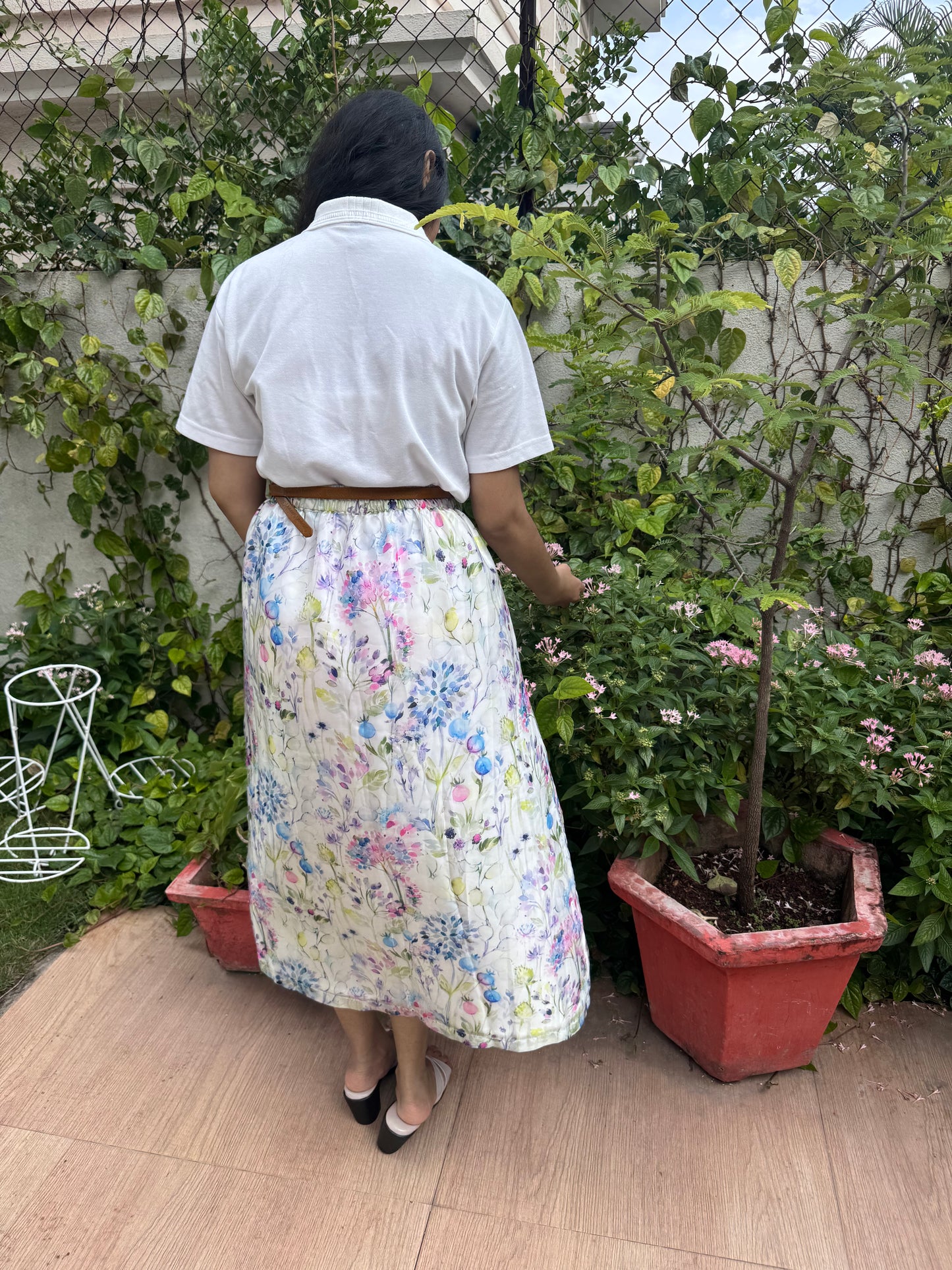 ASTER : SATIN FLORALPRINTED SKIRT
