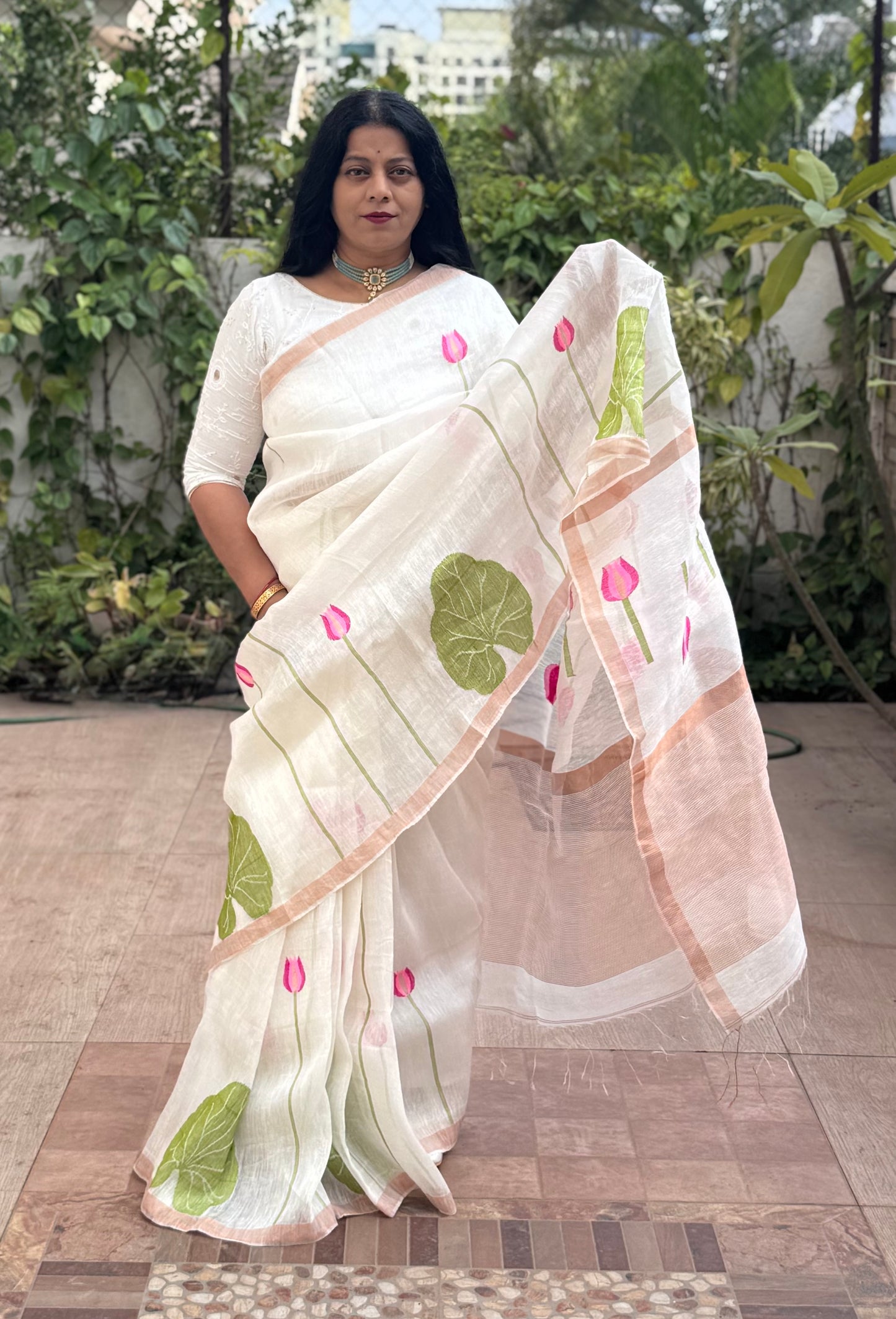 silk linen saree