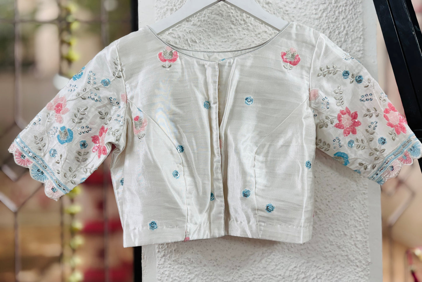 SILVER LINING : PURE SILK EMBROIDERED BLOUSE