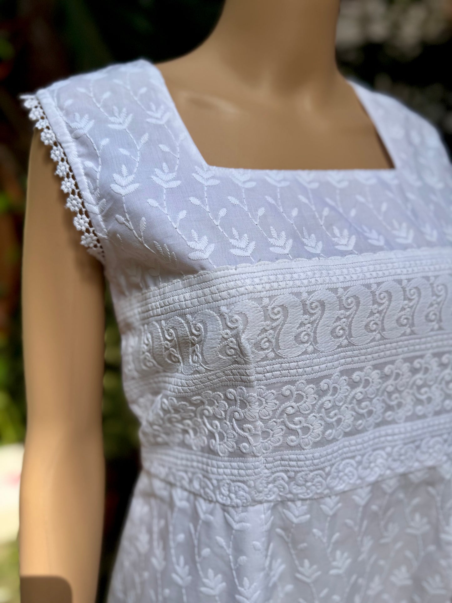 Schiffli white dress