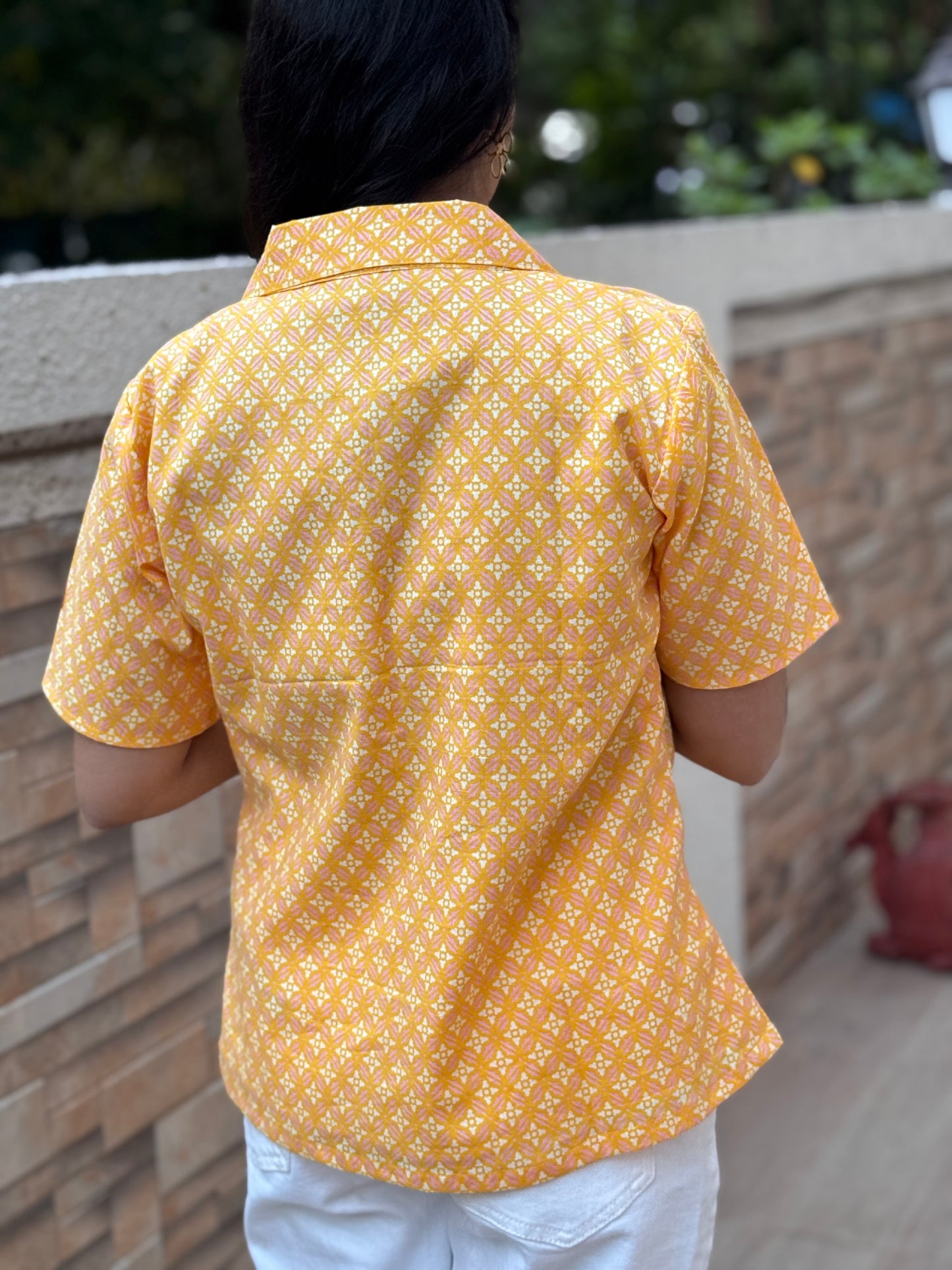 SUNNY DAYS : BLOCK PRINTED COTTON SHIRT TOP