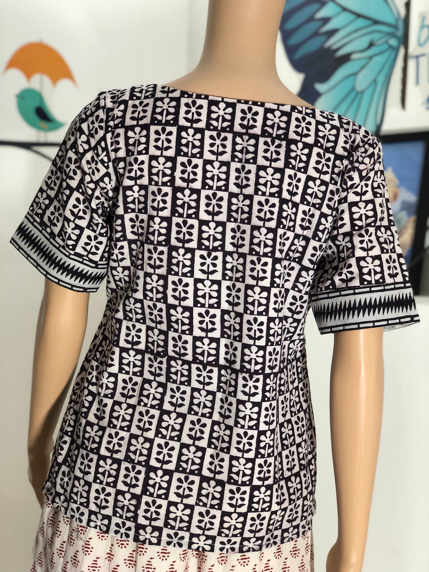 Black and White cotton printed top