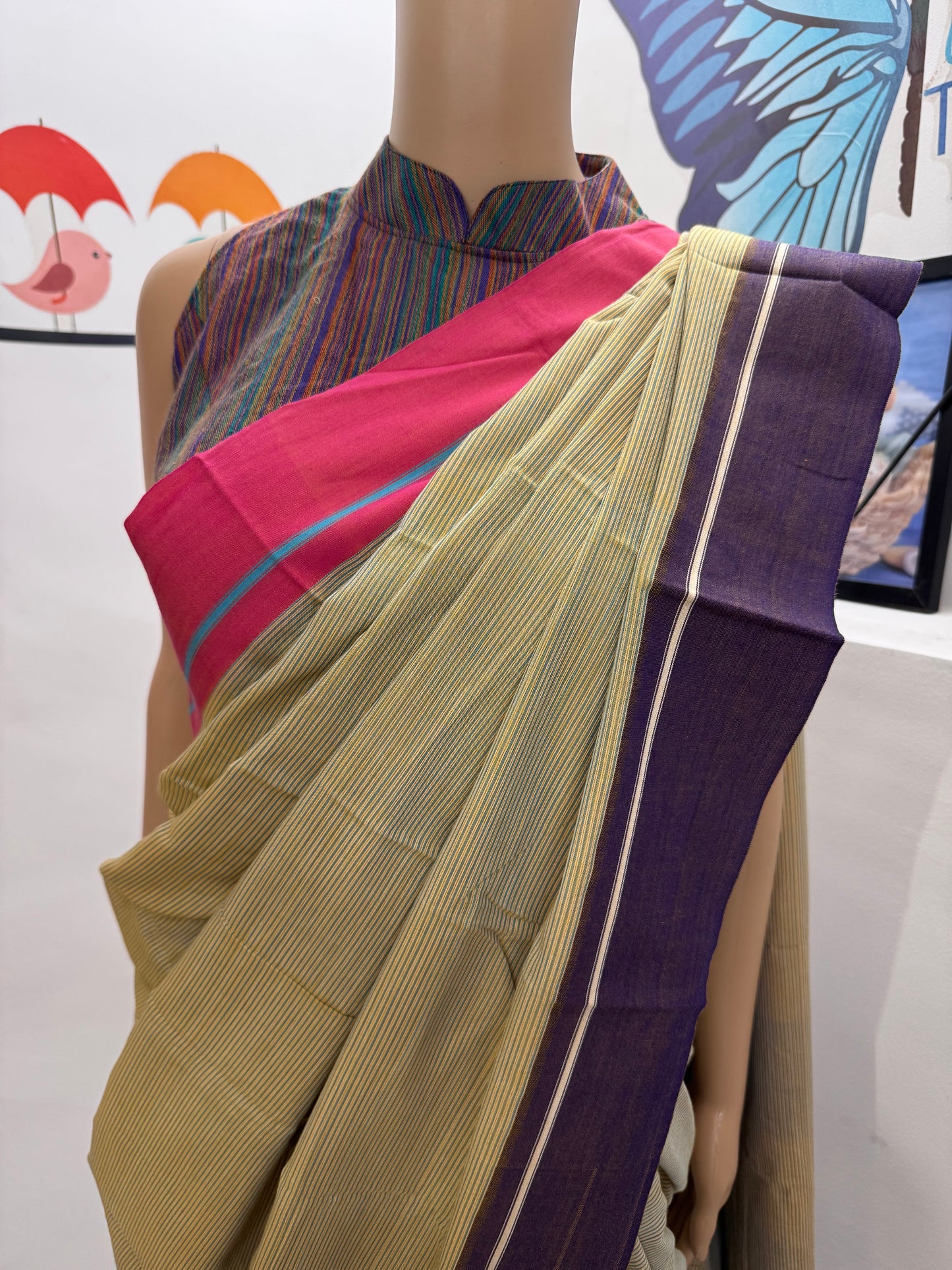 CHANDANA : BEIGE PATTEDA ANCHU SAREE