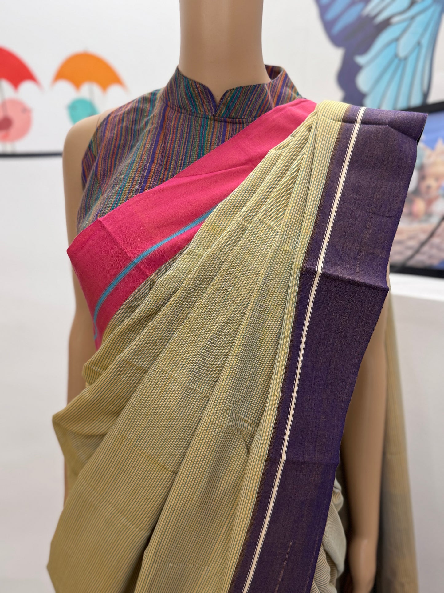 CHANDANA : BEIGE PATTEDA ANCHU SAREE