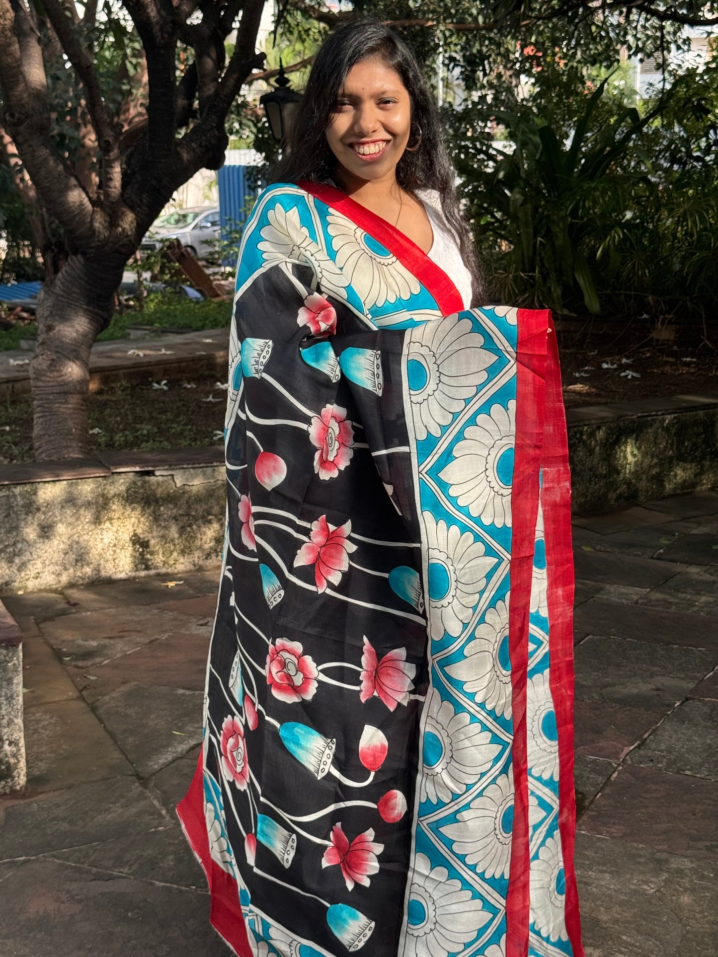 HAND PAINTED PURE SILK DUPATTA