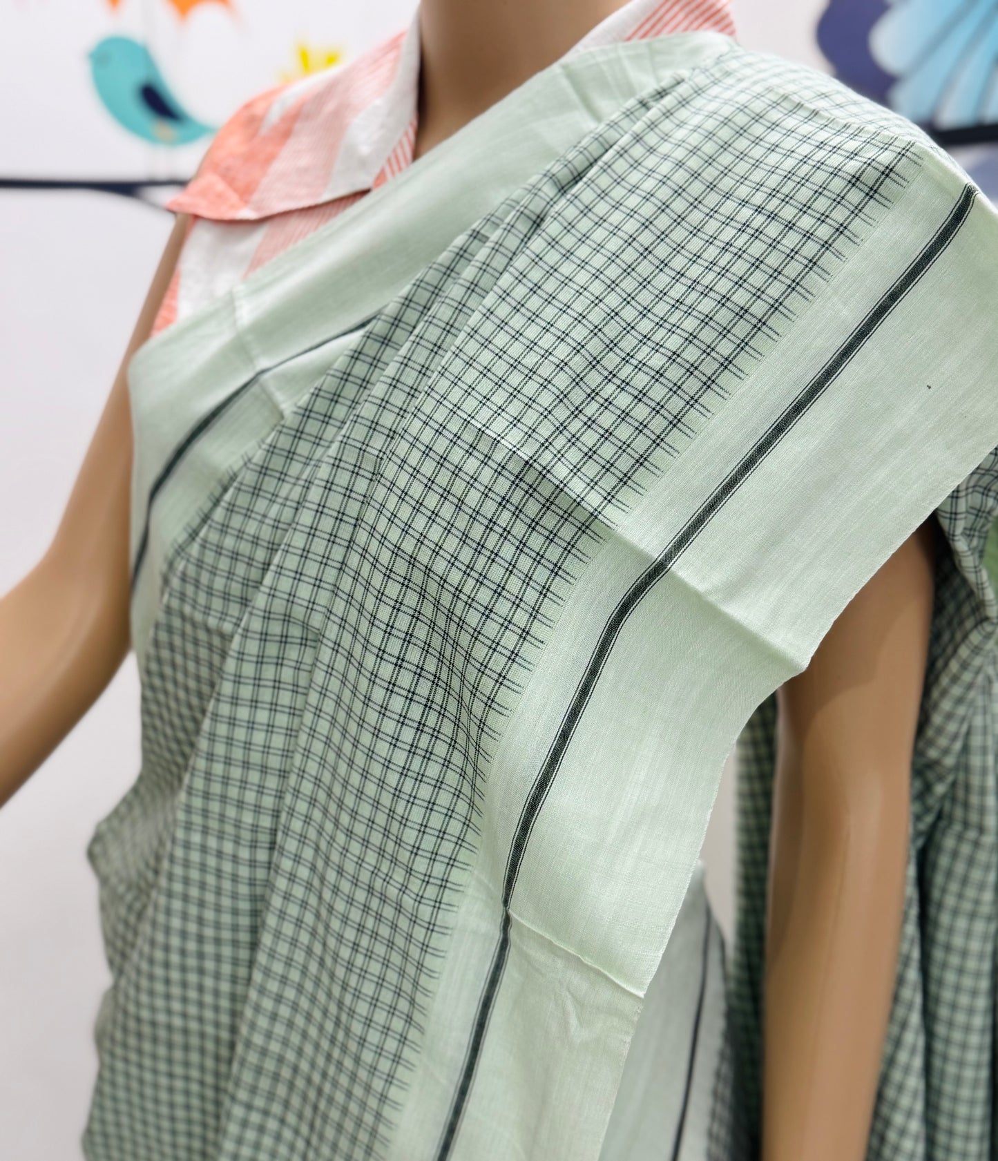 MYRA : LIGHT GREEN PATTEDA ANCHU SAREE