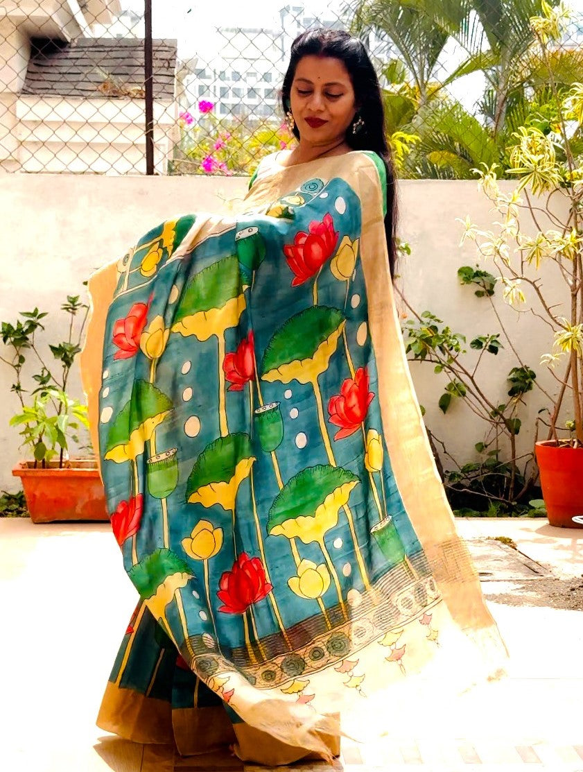 KAMAL : HAND-PAINTED SILK SAREE