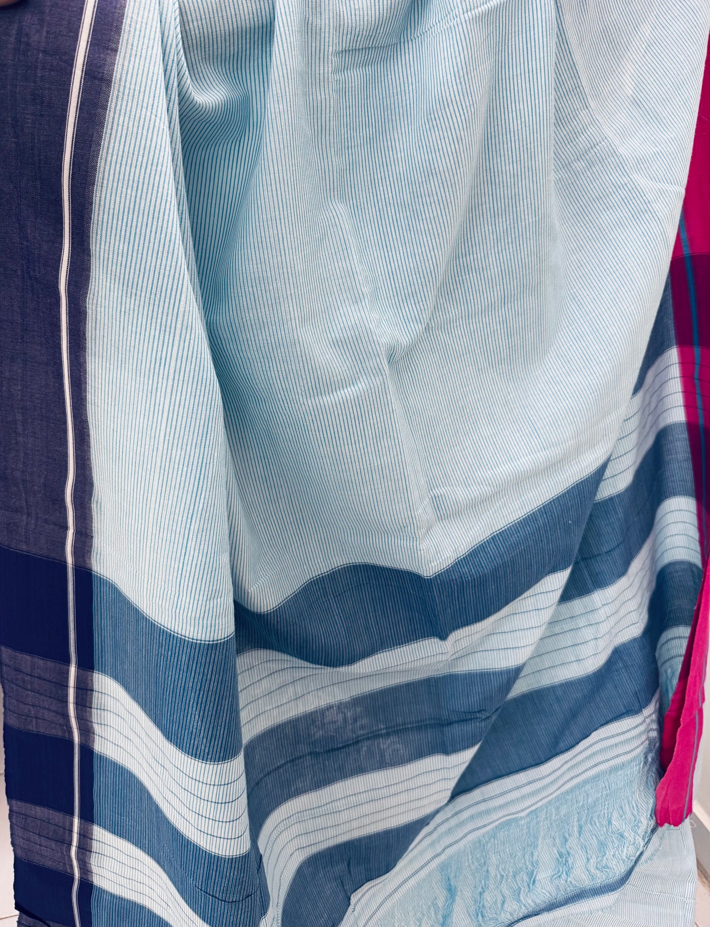 NEERJA : LIGHT BLUE PATTEDA ANCHU SAREE