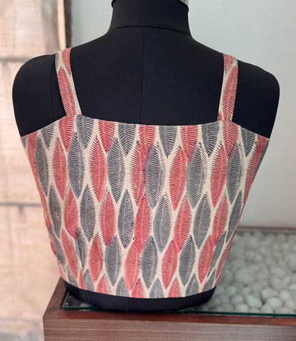 Sleeveless ajrakh blouse