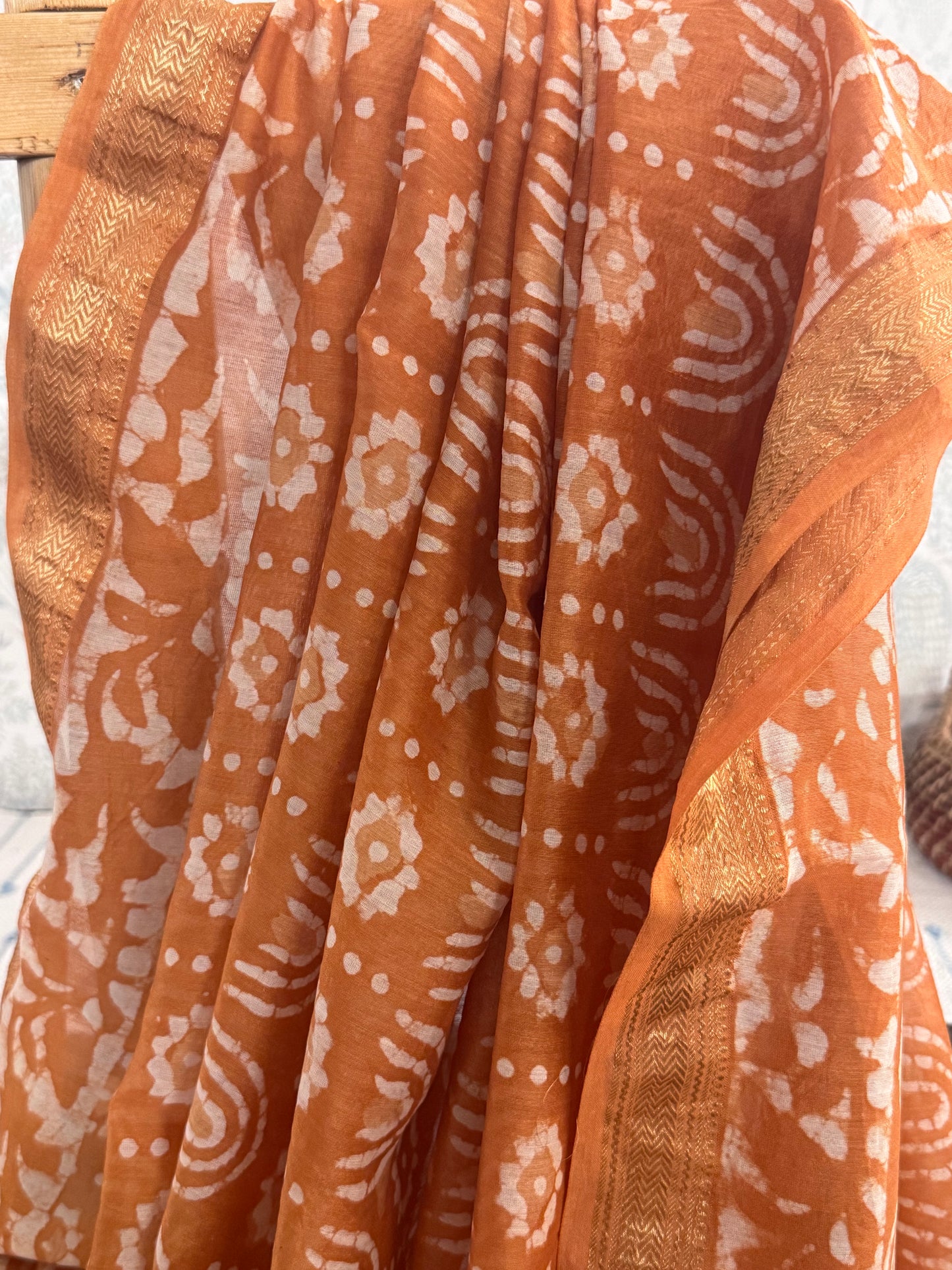 JUILEE: HAND BLOCK PRINTED MAHESHWARI SILK COTTON SAREE