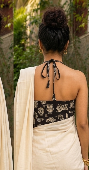 MADHUSHREE : BLACK HALTER BLOUSE