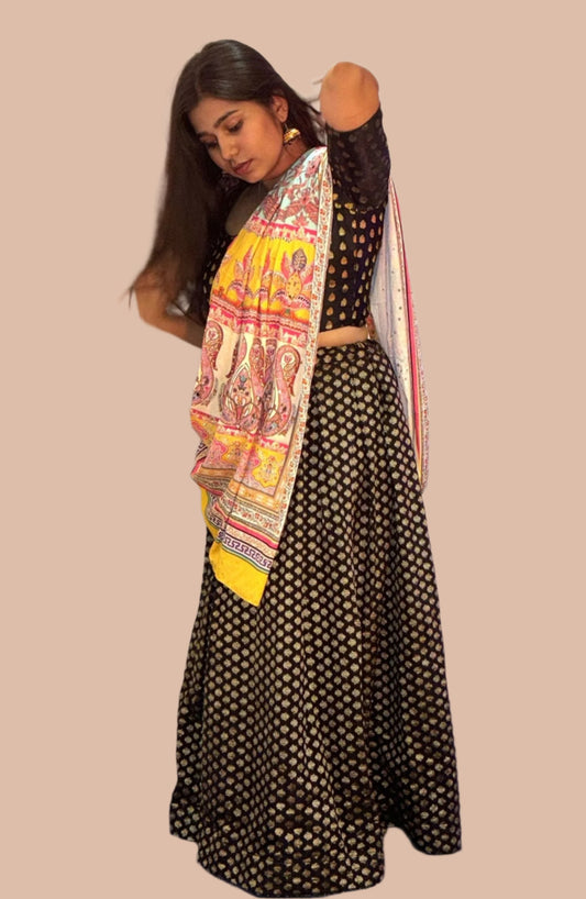 TAARA : CHANDERI BLACK SKIRT
