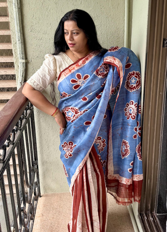 SHOOLINI : BATIK SILK SAREE WITH PATLI PALLU